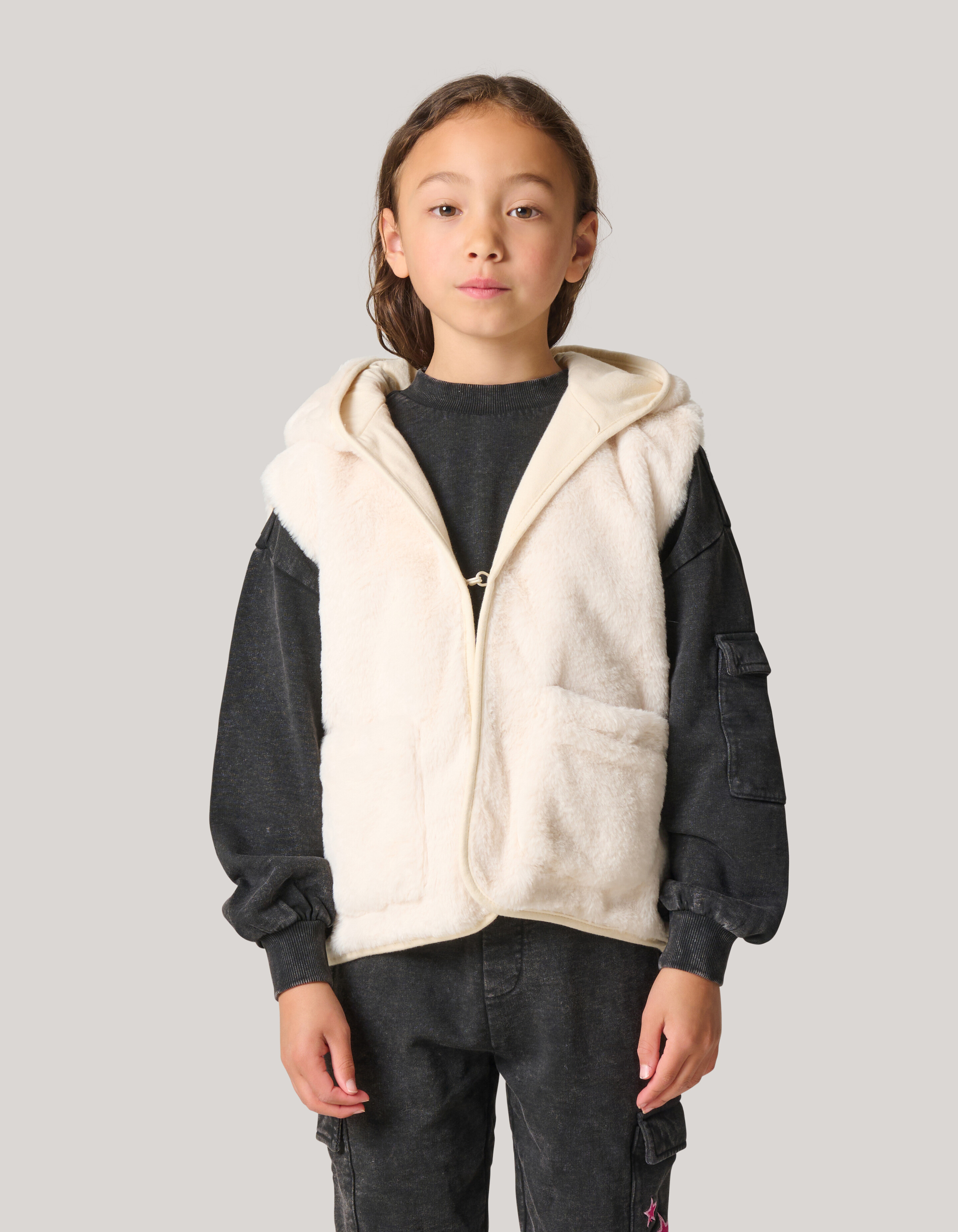Faux Fur Vest Gebroken Wit SHOEBY GIRLS