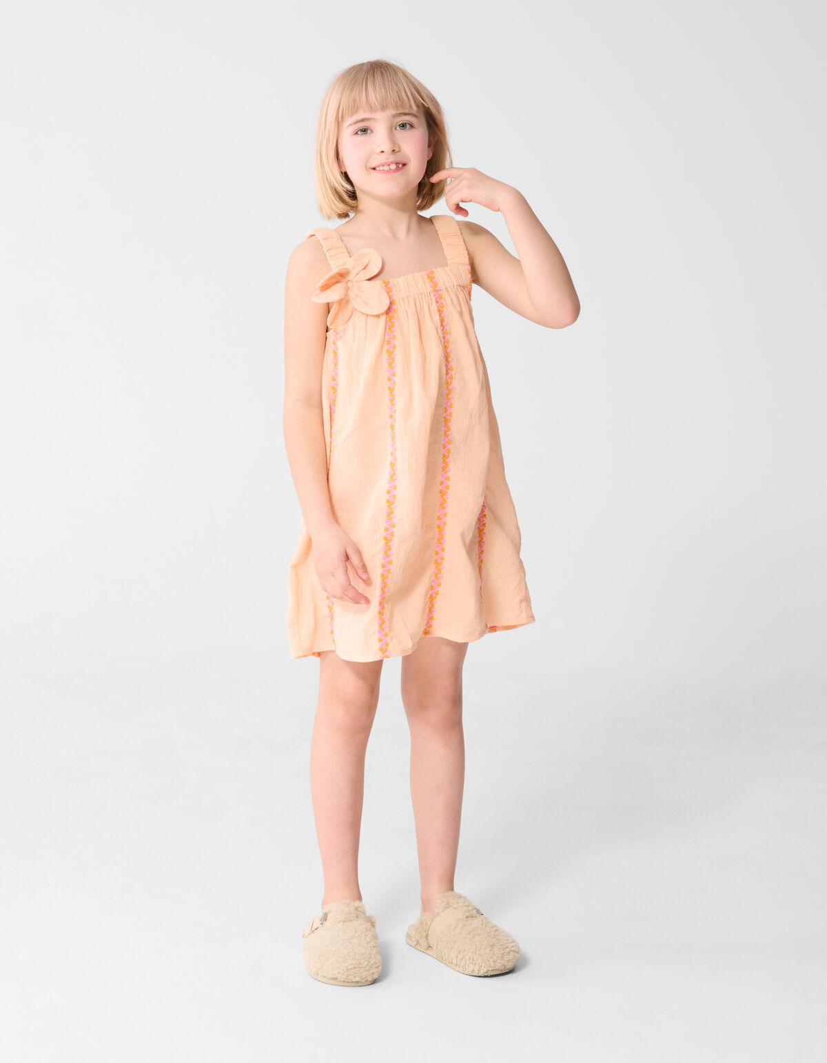 Flower Embroidery Mini Jurk Lichtoranje SHOEBY GIRLS