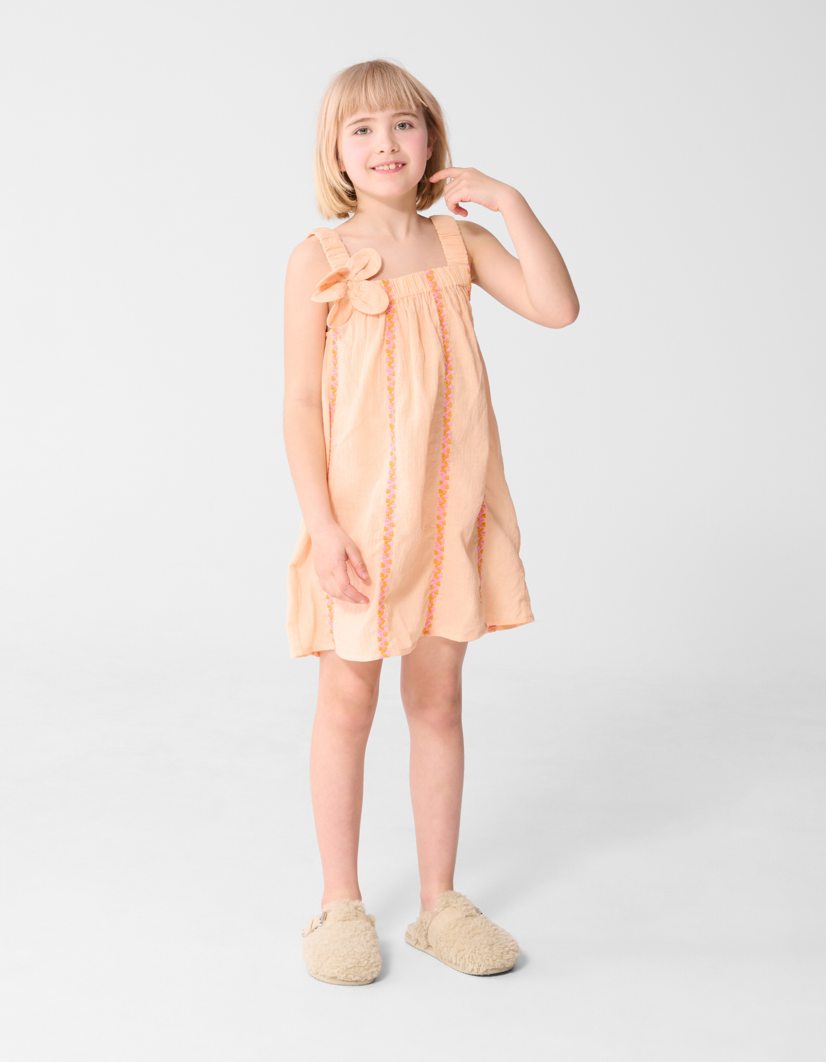 Flower Embroidery Mini Jurk Lichtoranje SHOEBY GIRLS
