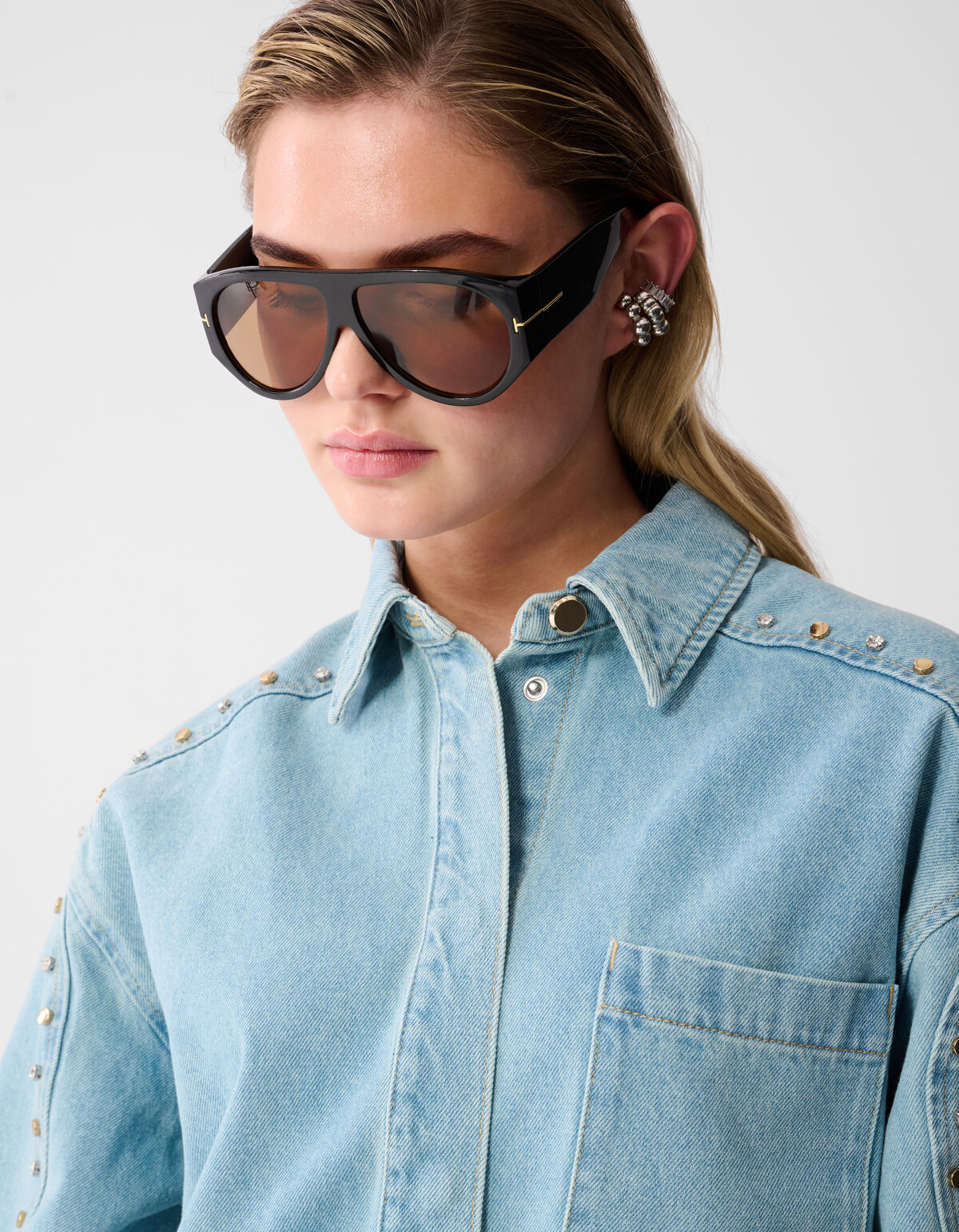 Strass Denim Mini Jurk Bleached SHOEBY WOMEN