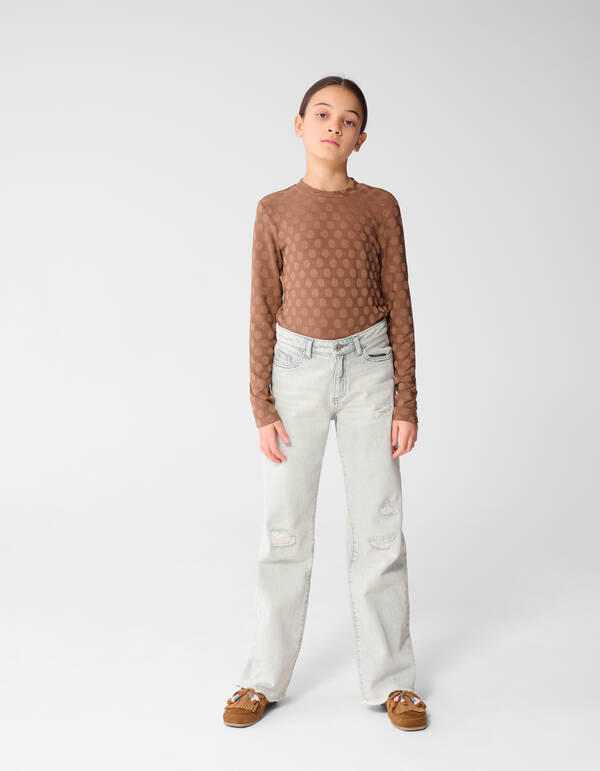 Polkadot Longsleeve Top Bruin SHOEBY GIRLS