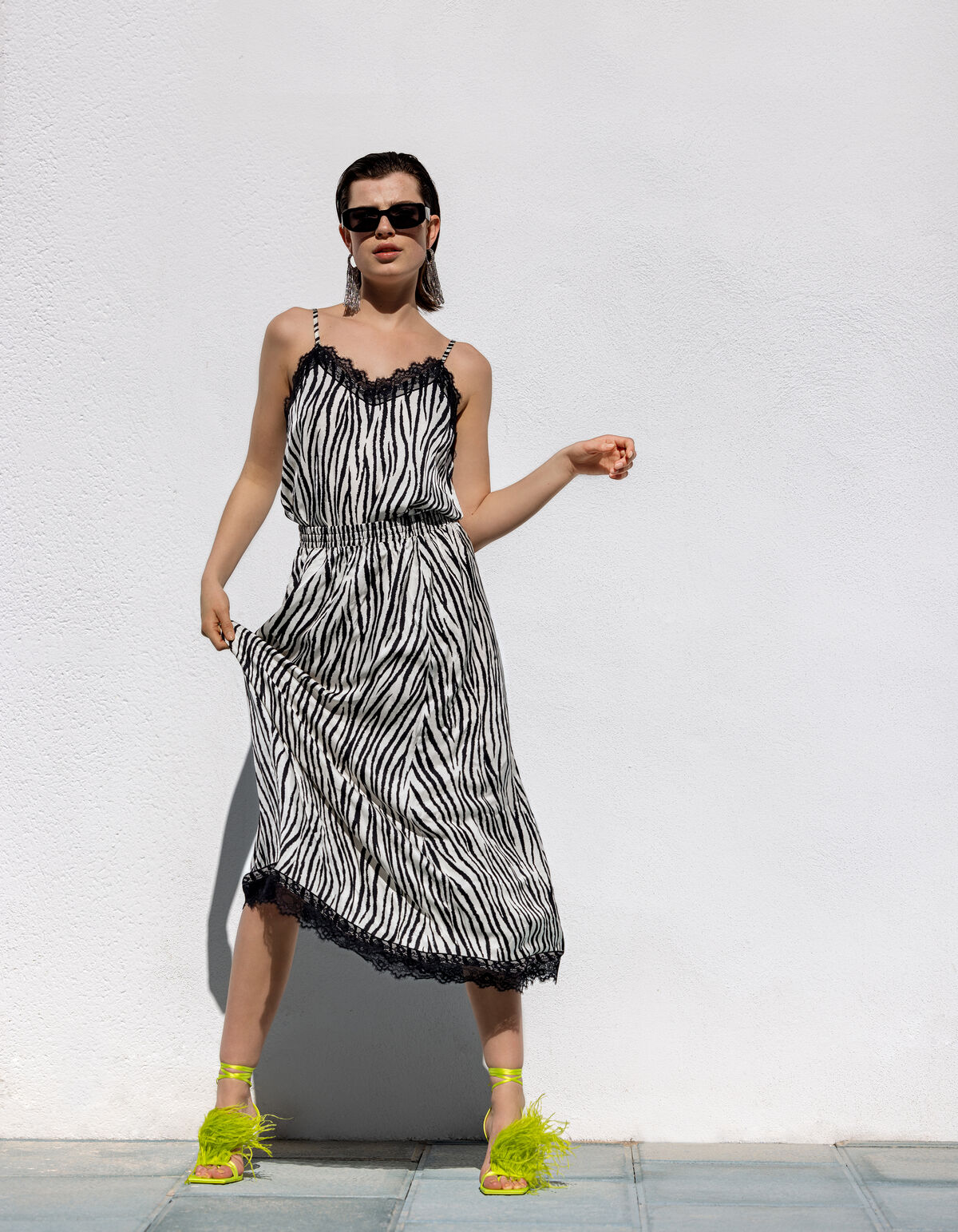 Zebra Printed Singlet Zwart/Wit SHOEBY WOMEN