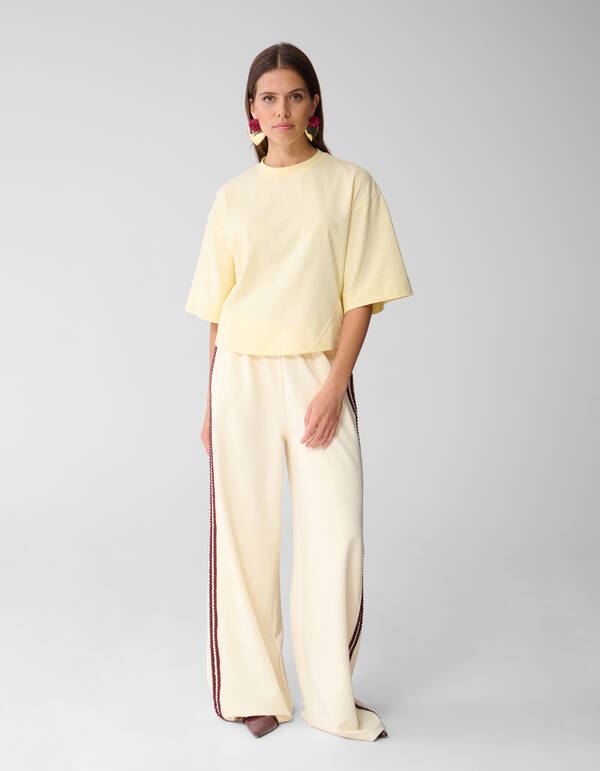 Tape Wide Leg Broek Lichtgeel SHOEBY WOMEN