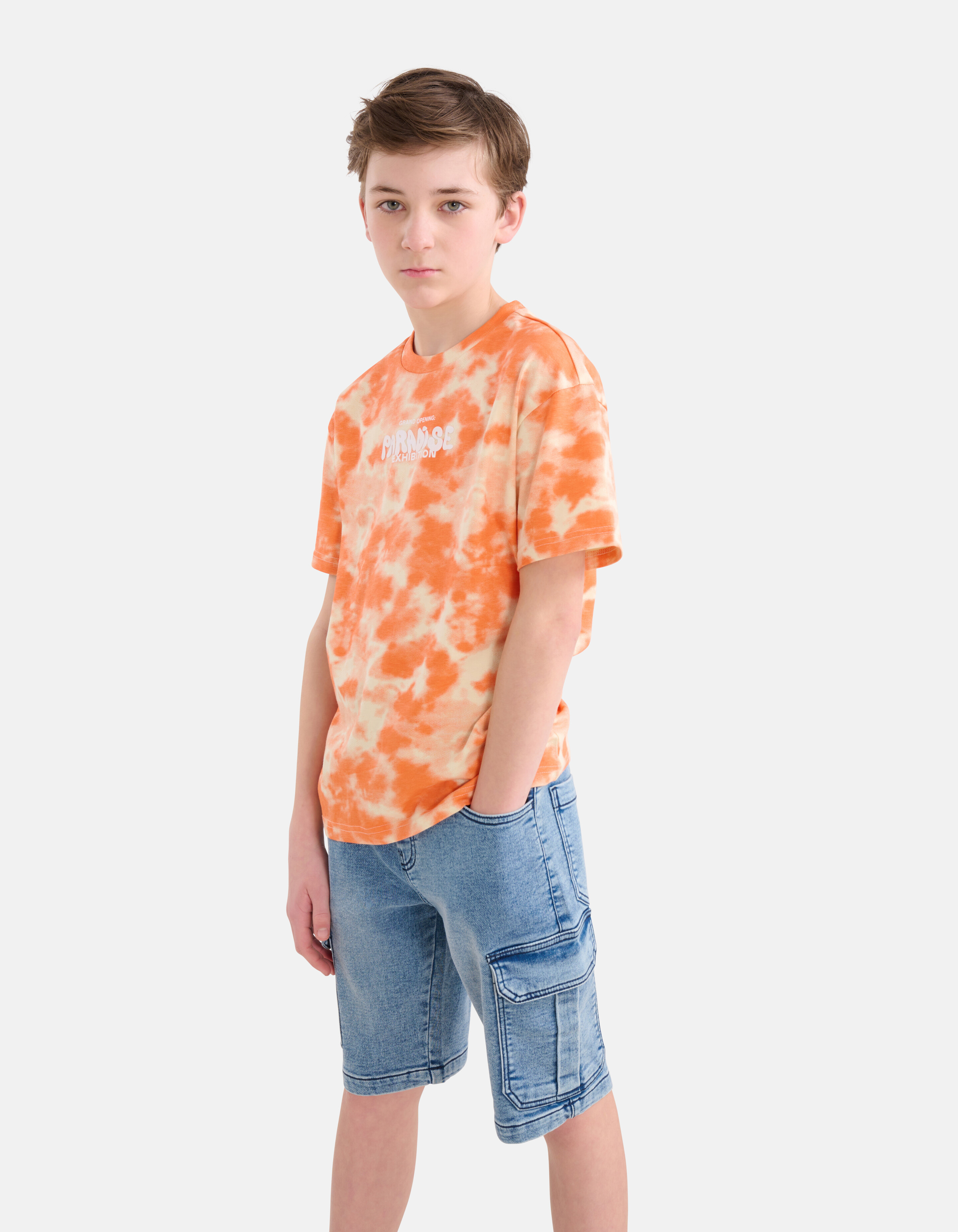 Tie Dye Print T-shirt Oranje SHOEBY BOYS