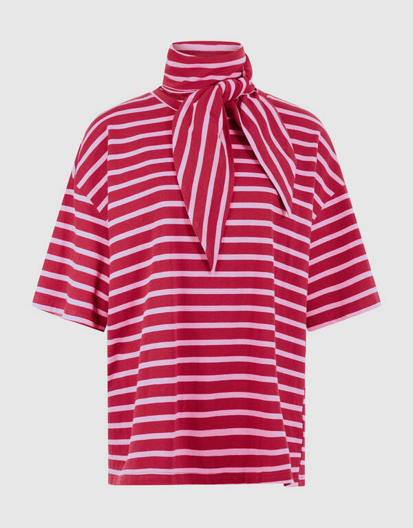 Scarf Striped T-shirt Roze/Rood SHOEBY WOMEN
