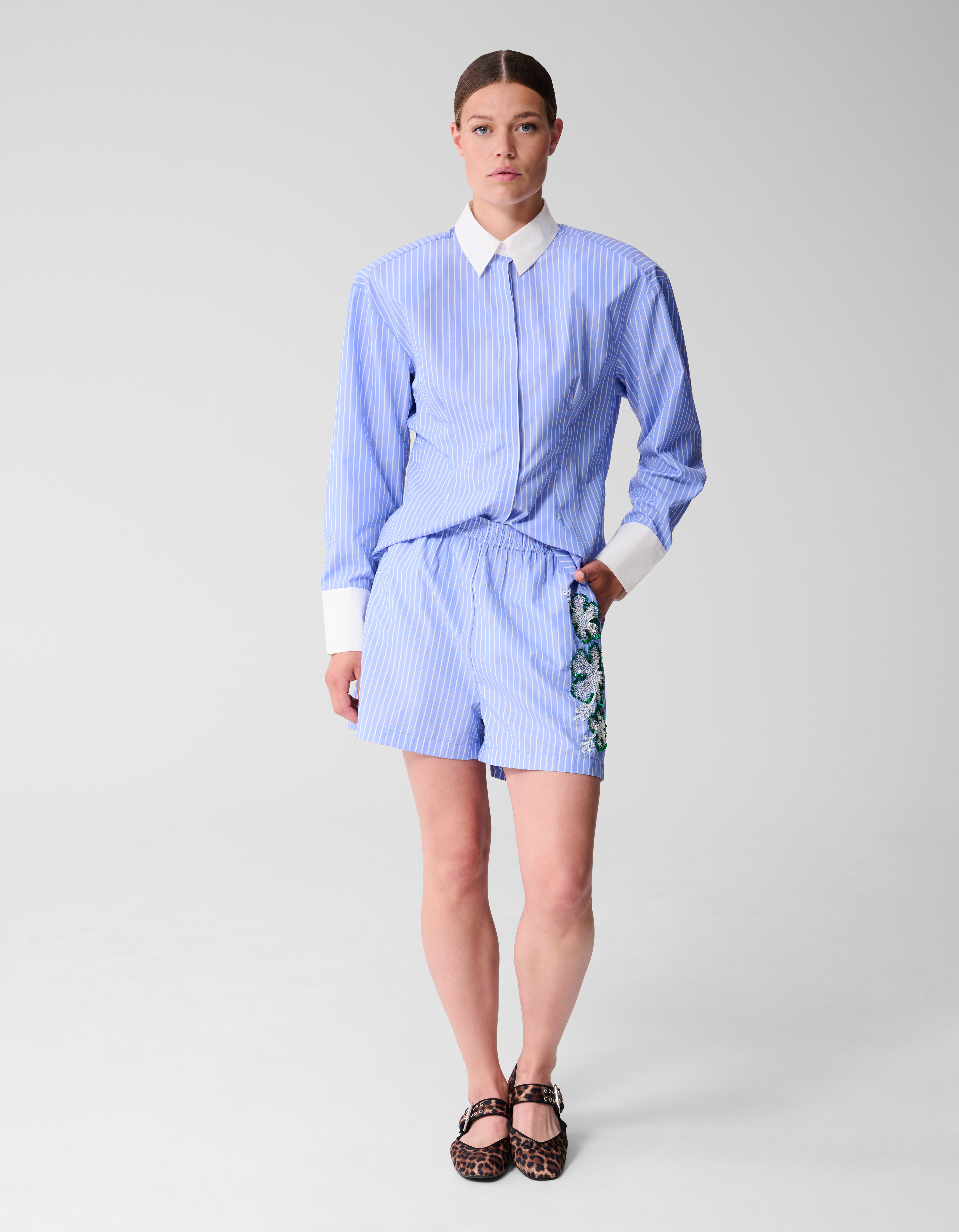 Getailleerde Striped Blouse Blauw SHOEBY WOMEN