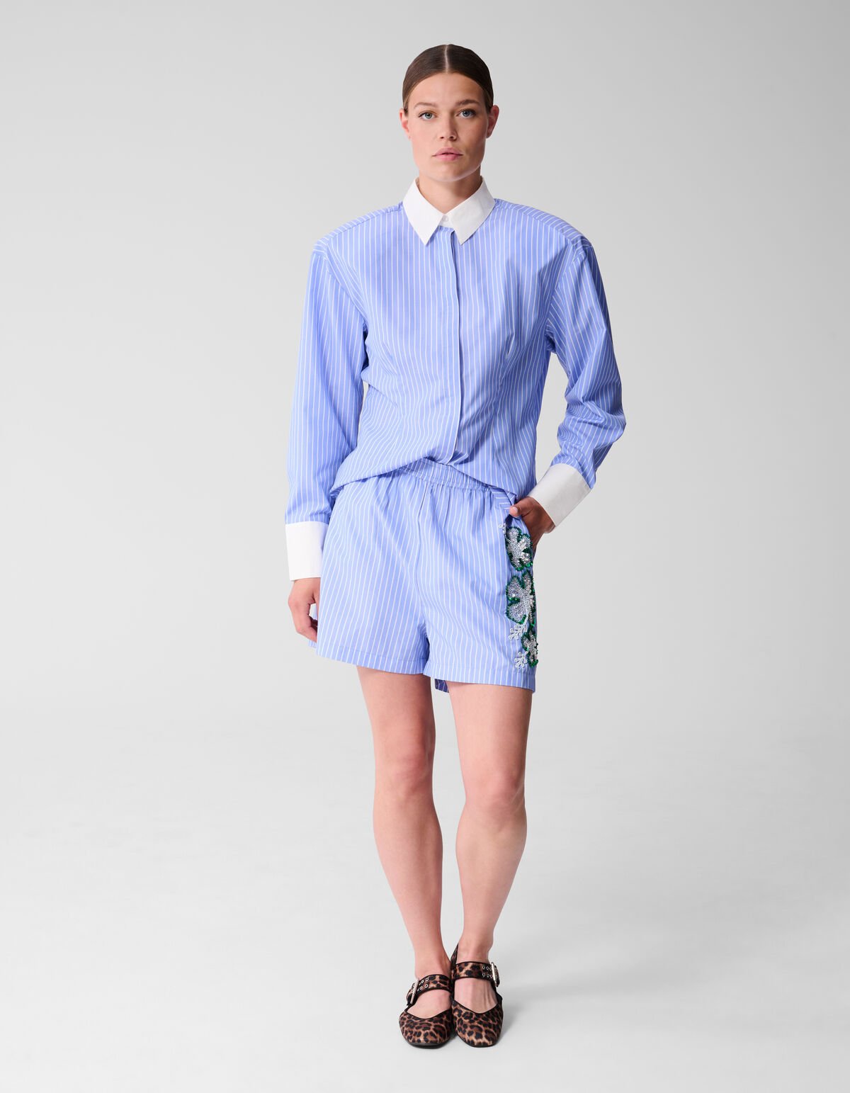 Getailleerde Striped Blouse Blauw SHOEBY WOMEN