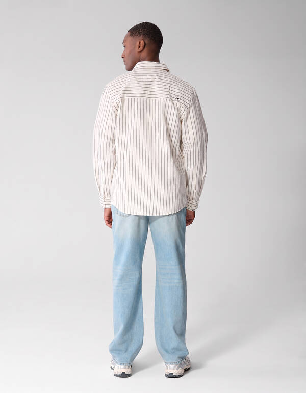 Seersucker Pinstripe Overhemd Gebroken Wit SHOEBY MEN