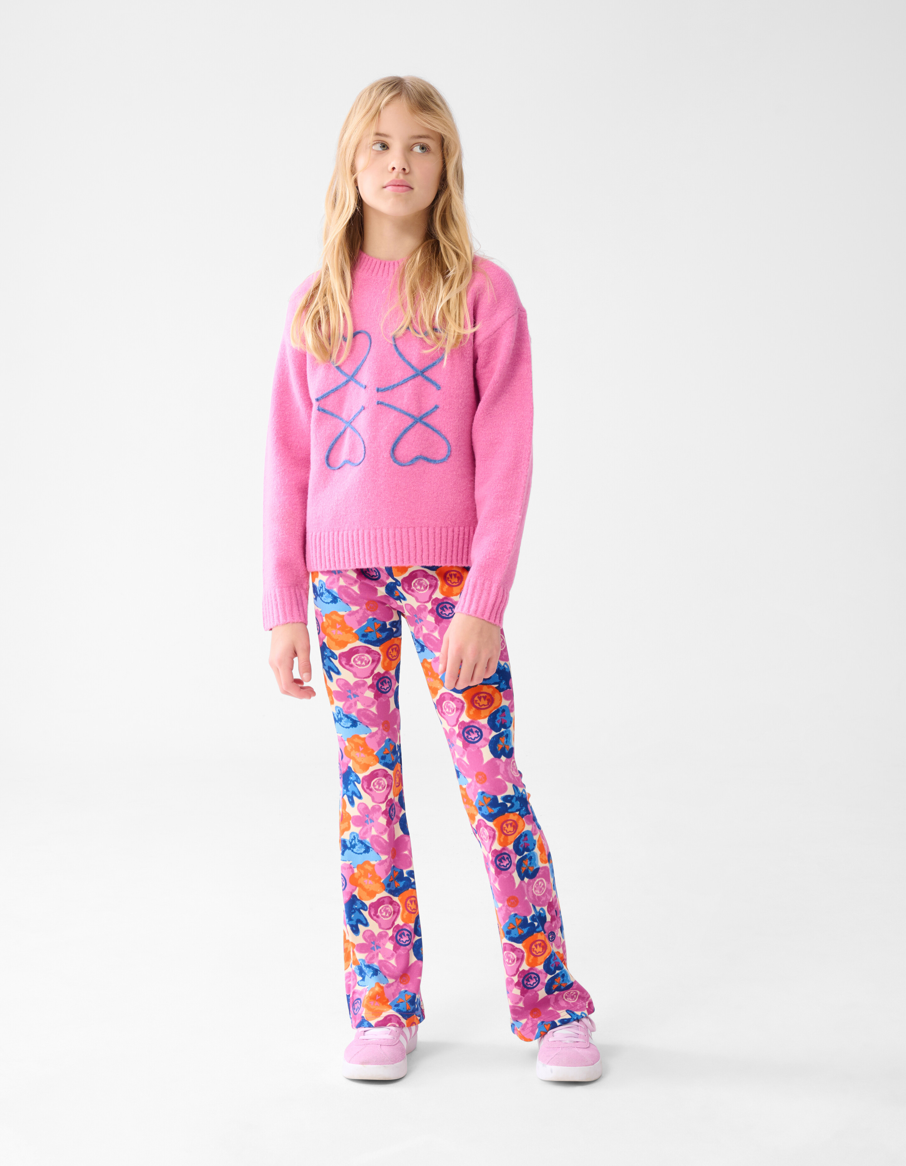 Printed Rib Flared Legging Roze SHOEBY GIRLS