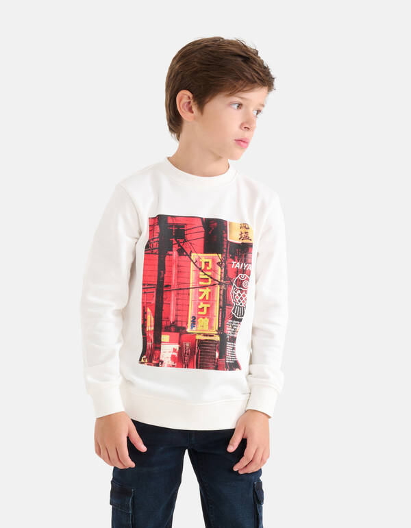 Printed Sweater Gebroken Wit SHOEBY BOYS