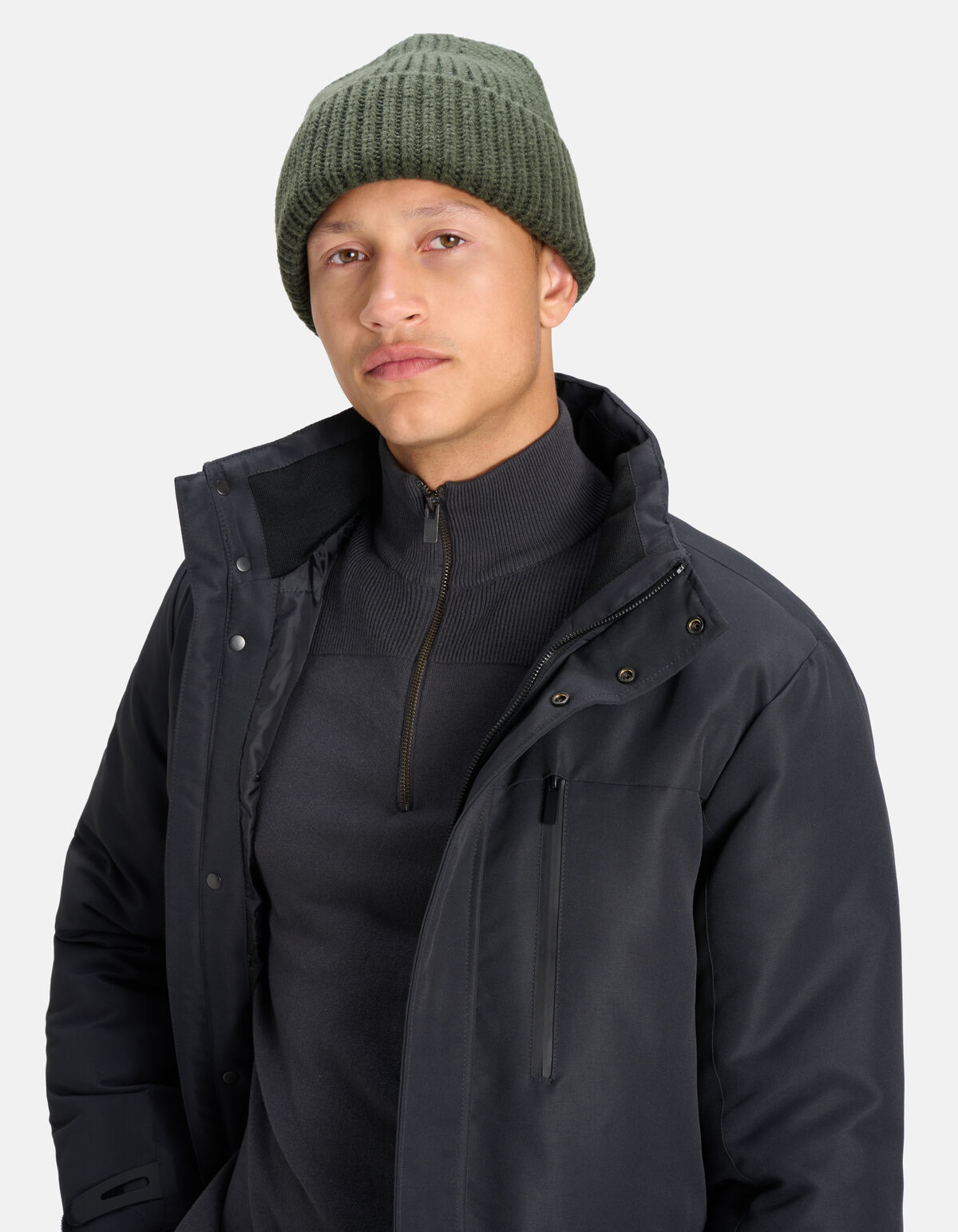 Gebreide Beanie Donkergroen SHOEBY ACCESSOIRES