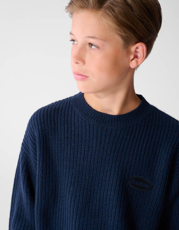 Relaxed Embroidery Gebreide Trui Donkerblauw SHOEBY BOYS