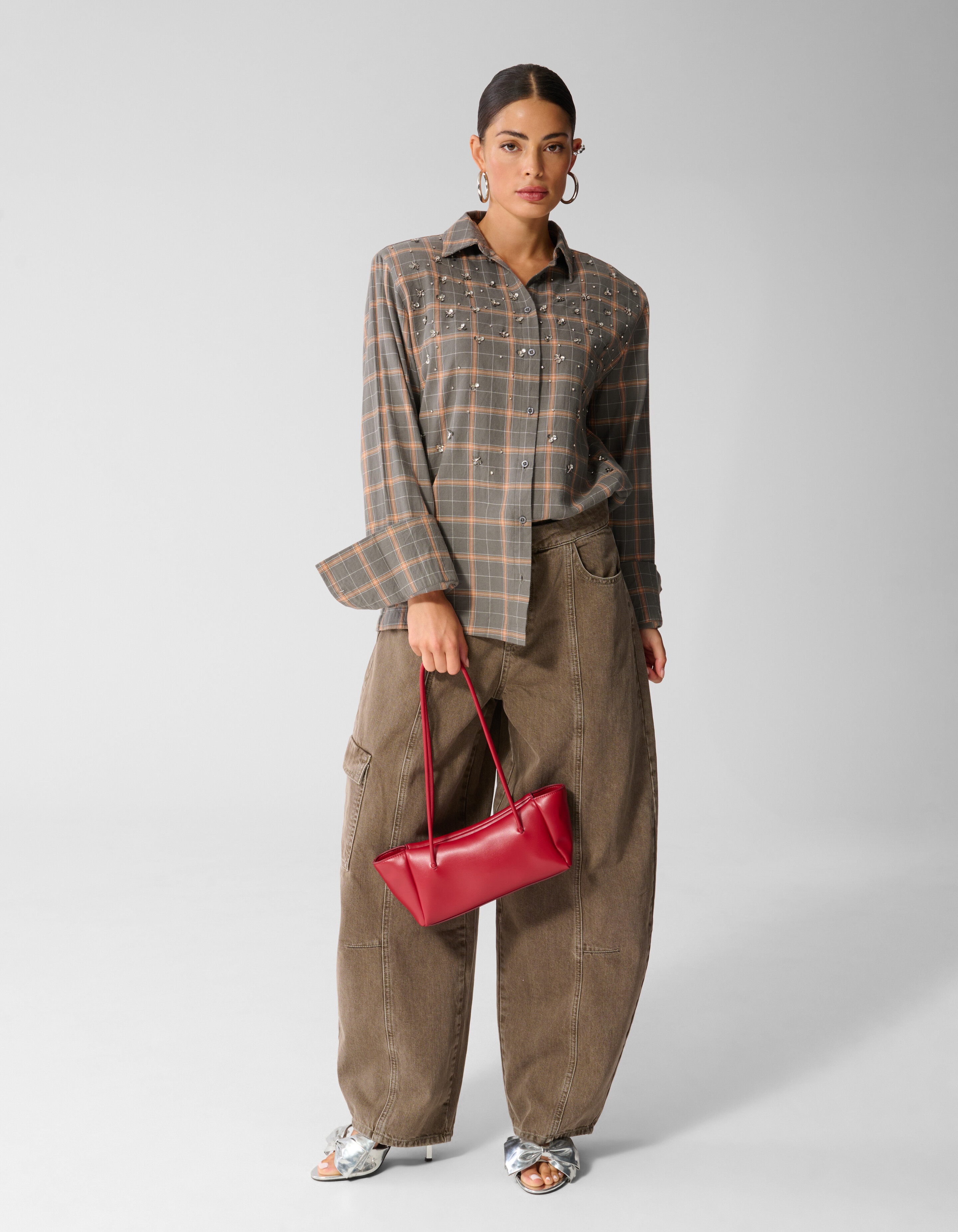 Geruite Blouse Bruin SHOEBY WOMEN