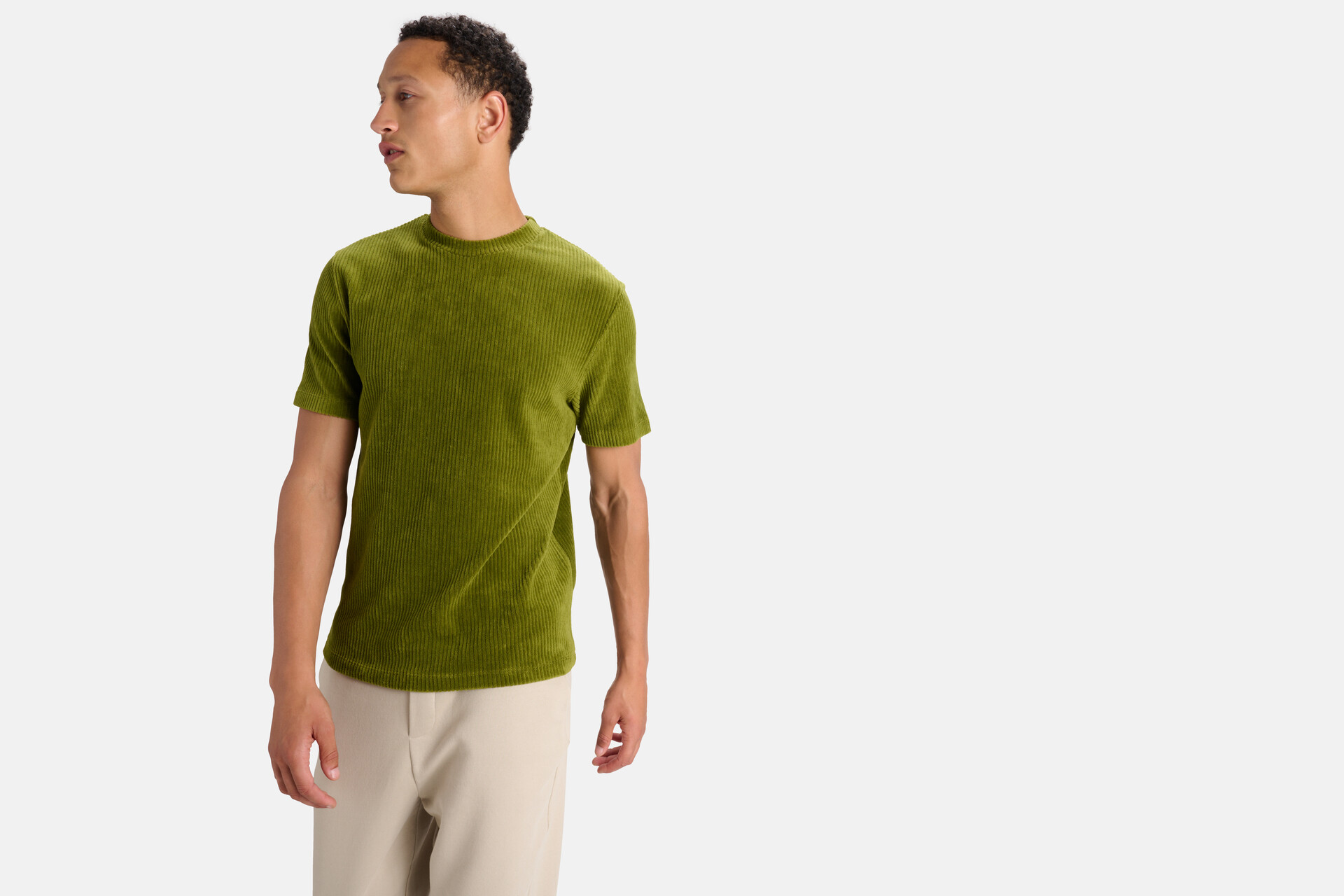 Velvet Rib T-shirt Groen SHOEBY MEN