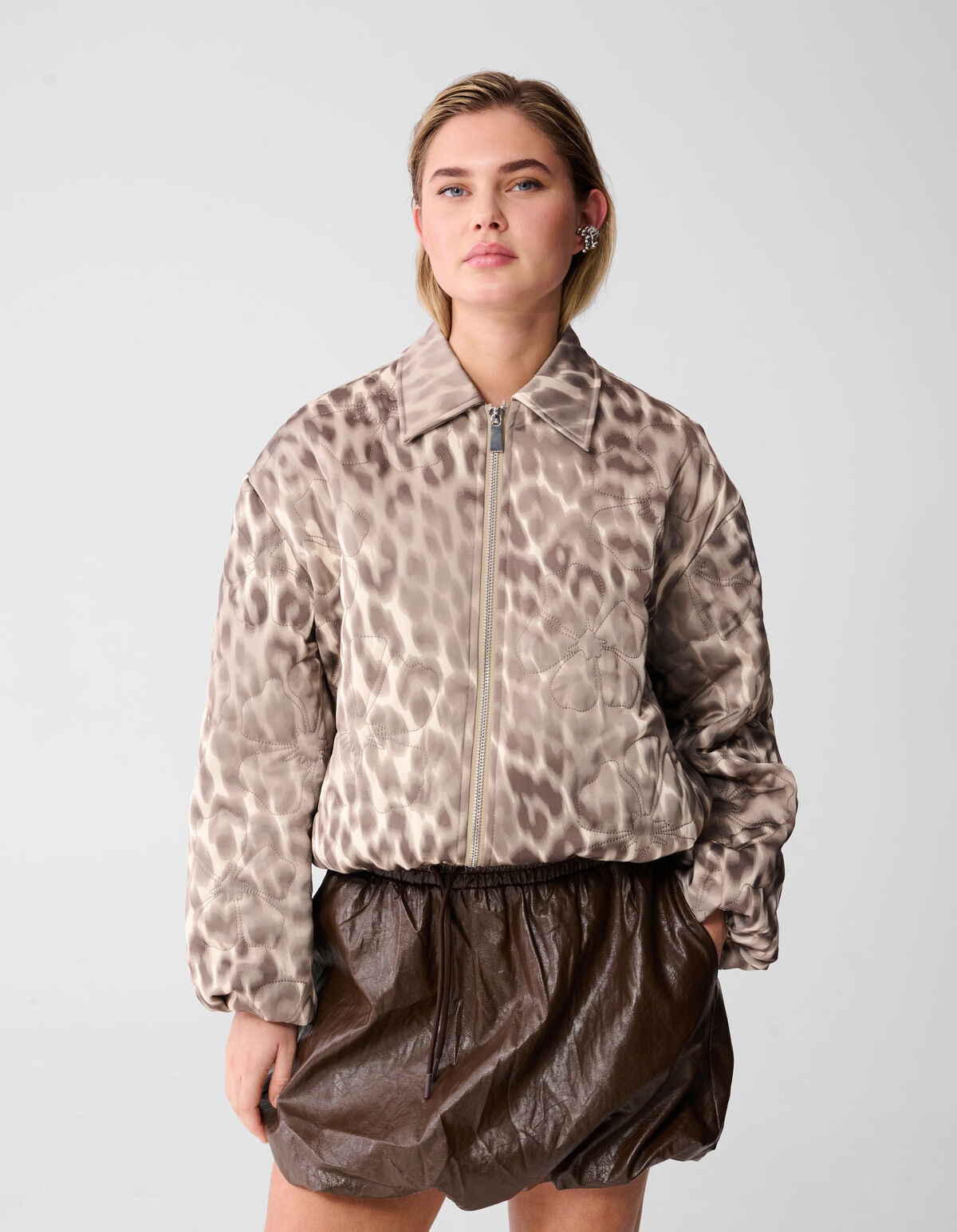 Quilted Leopard Bomber Jack Lichtbruin SHOEBY WOMEN