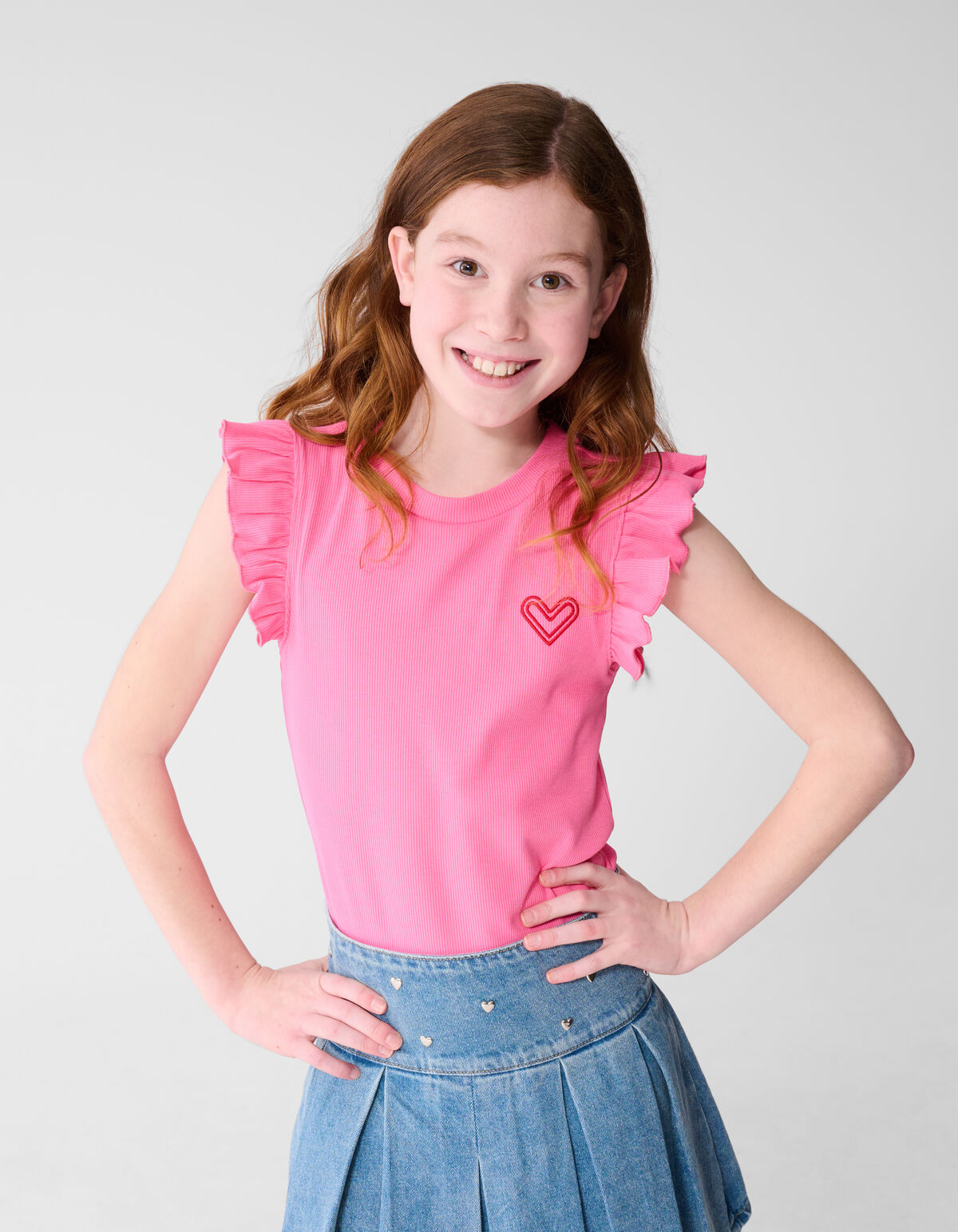 Ruffle Heart Top Roze SHOEBY GIRLS