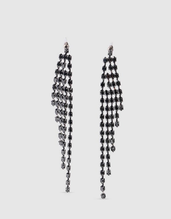 Waterval Strass Oorbellen Zwart SHOEBY ACCESSOIRES