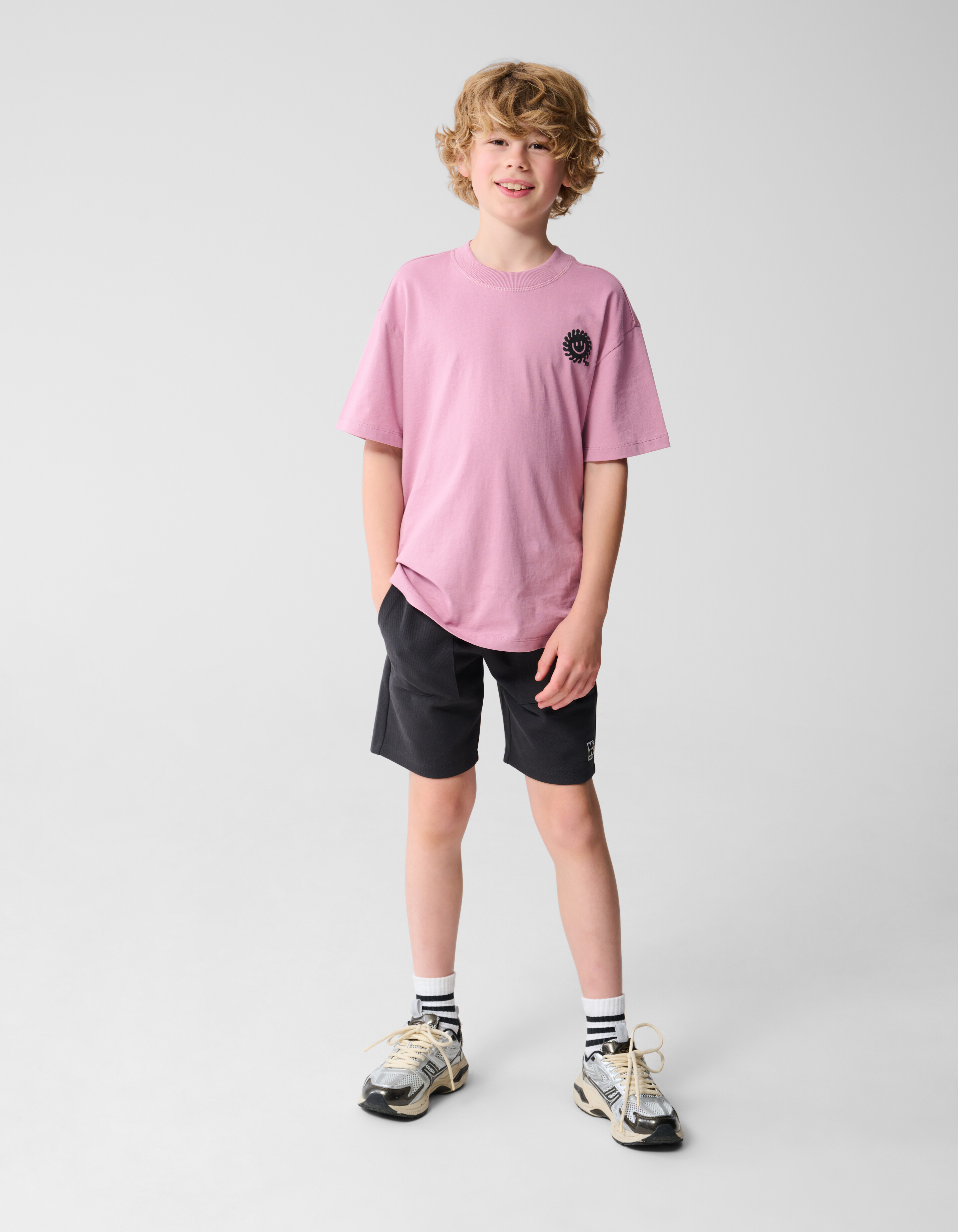 Smiley Sun Artwork T-shirt Roze SHOEBY BOYS
