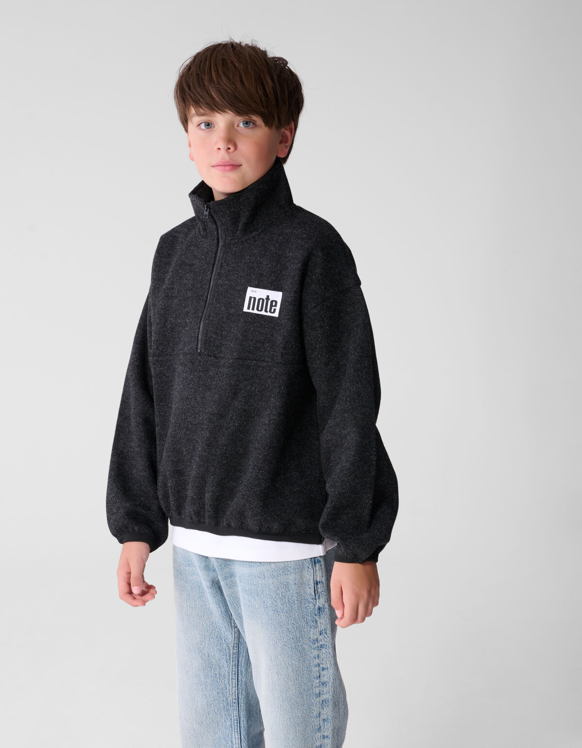 Half Zip Sweater Donkergrijs SHOEBY BOYS