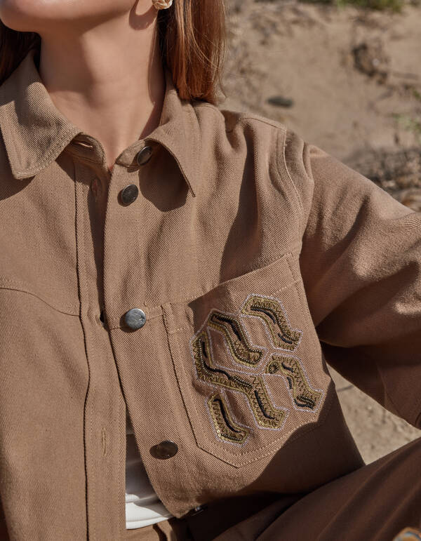 Oversized Embroidery Jack Camel By Mieke SHOEBY WOMEN