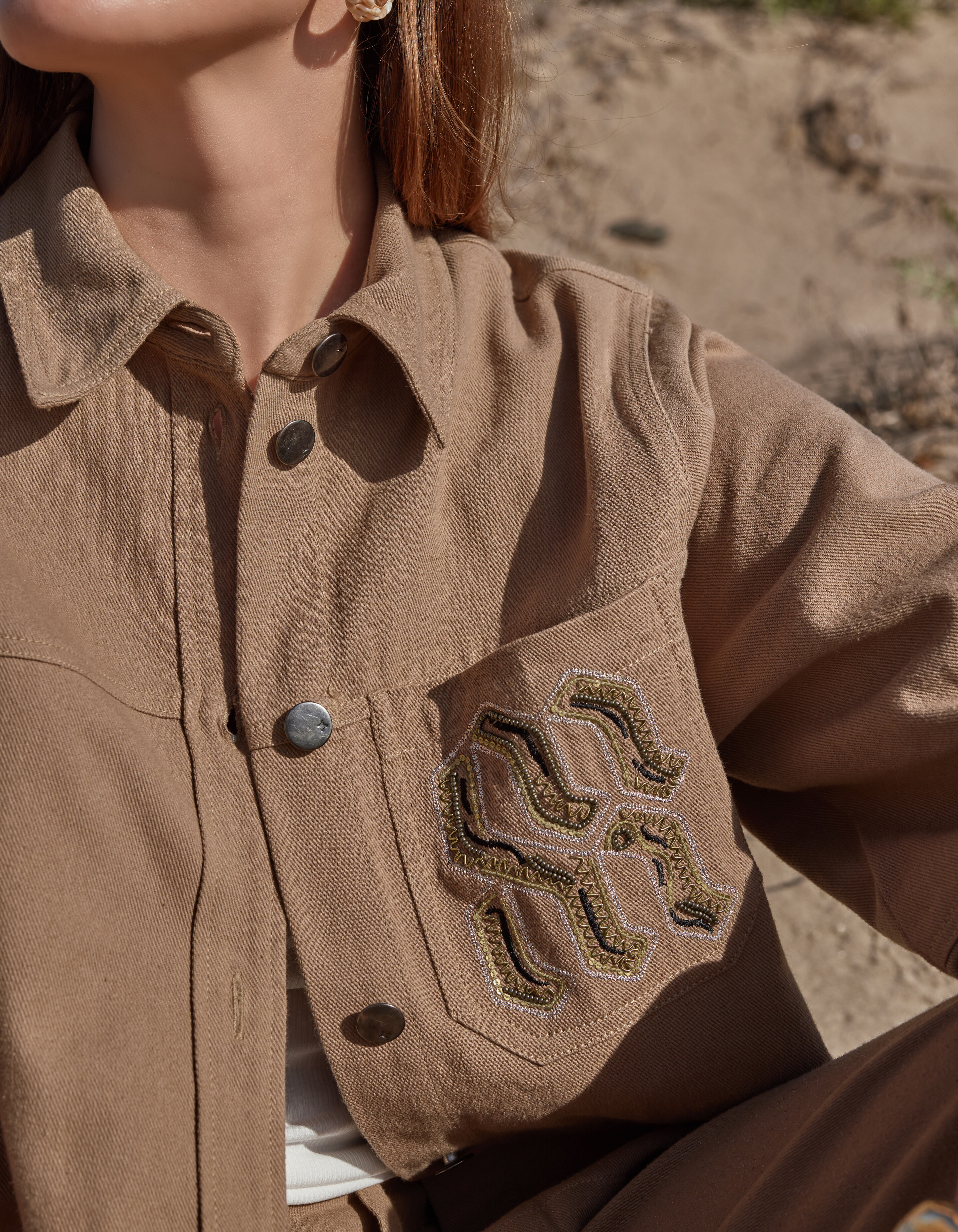 Oversized Embroidery Jack Camel By Mieke SHOEBY WOMEN