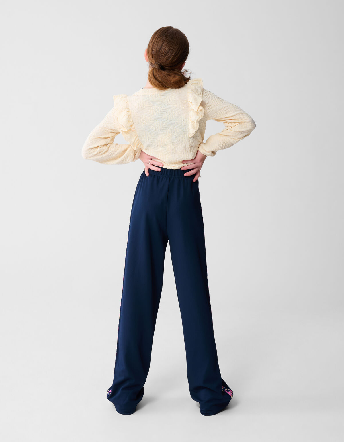 Flower Wide Leg Broek Donkerblauw SHOEBY GIRLS