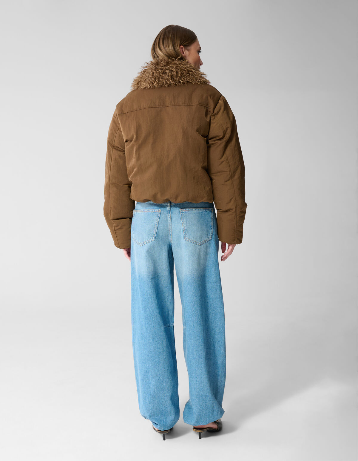 Fluffy Collar Bomber Jas Bruin SHOEBY WOMEN
