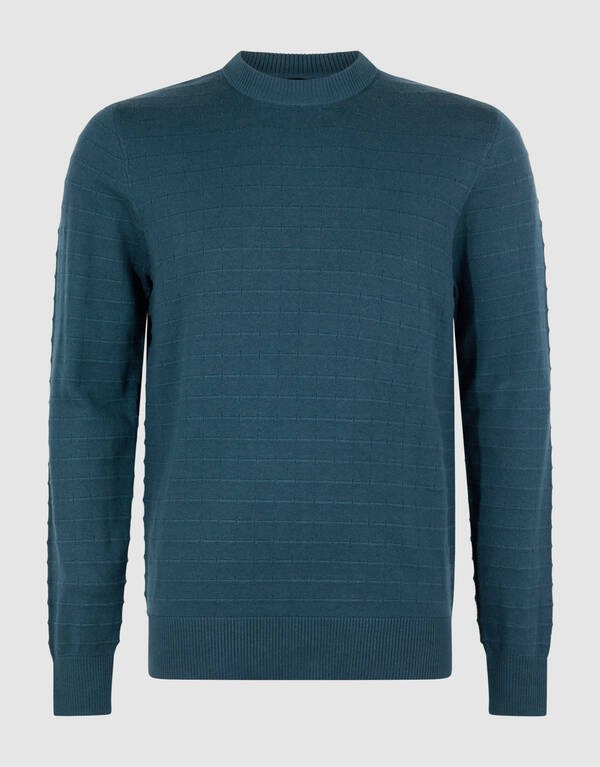 Structuur Gebreide Trui Donkergroen SHOEBY MEN