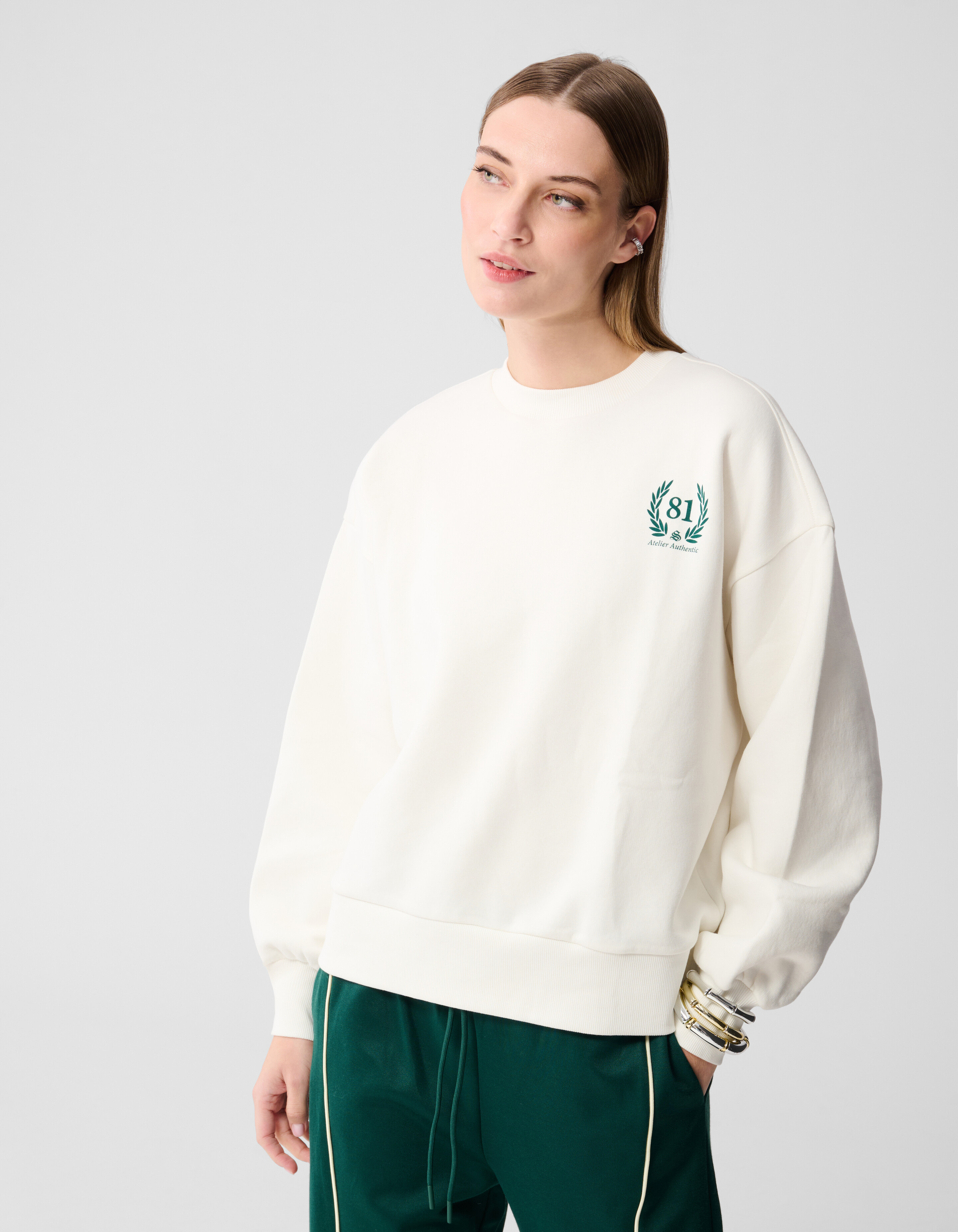 Social Club Artwork Sweater Gebroken Wit SHOEBY WOMEN