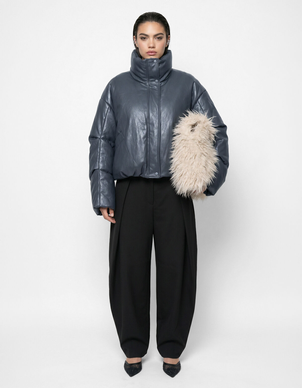 Oversized Puffer Jack Donkergrijs SHOEBY WOMEN