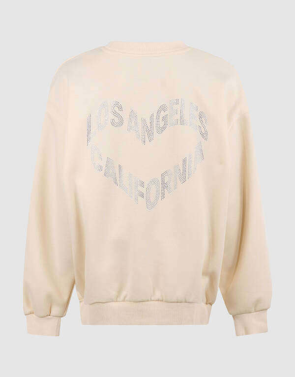 Strass Tekst Sweater Gebroken Wit SHOEBY GIRLS