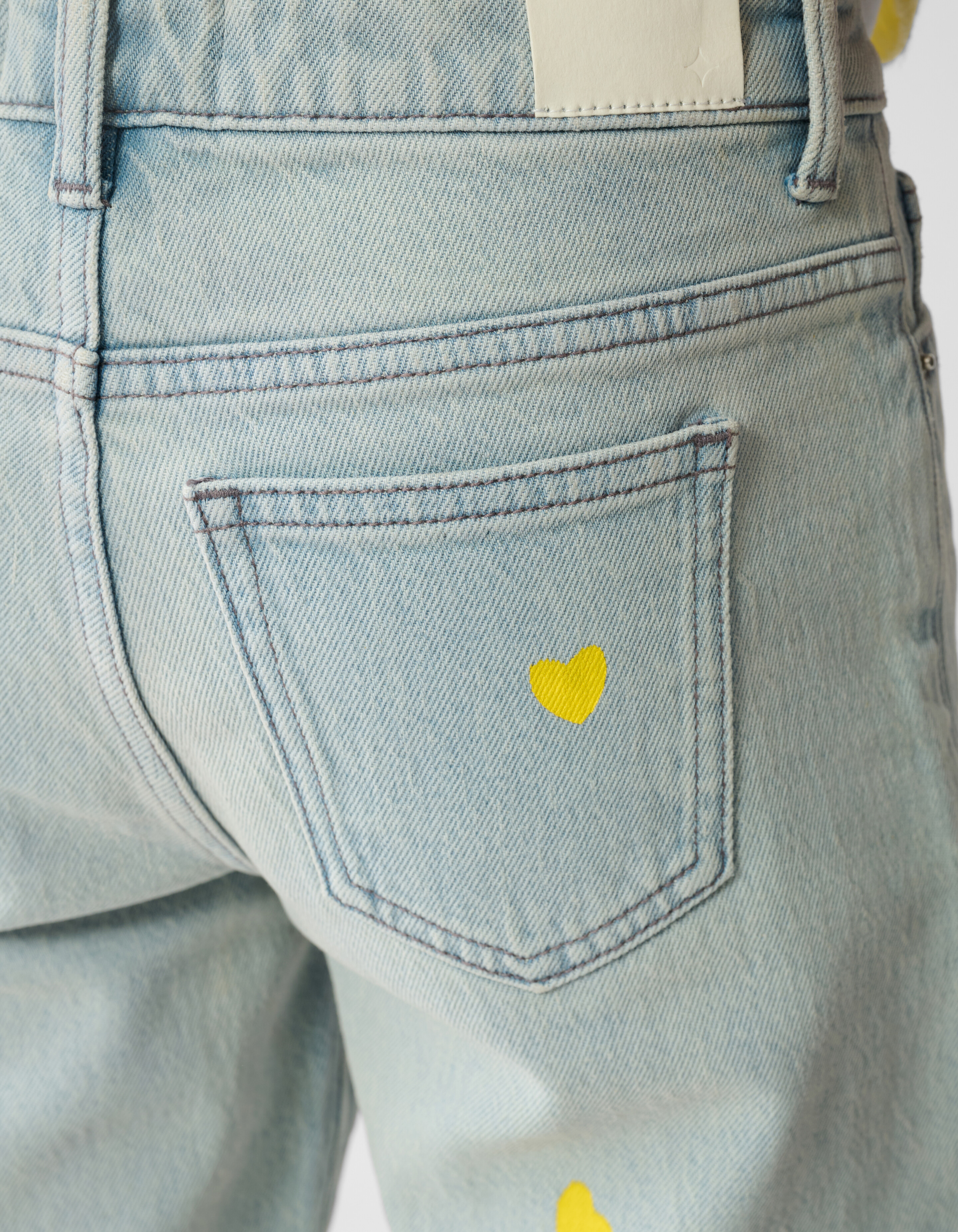 Strass Heart Wide Leg Jeans Bleached SHOEBY GIRLS