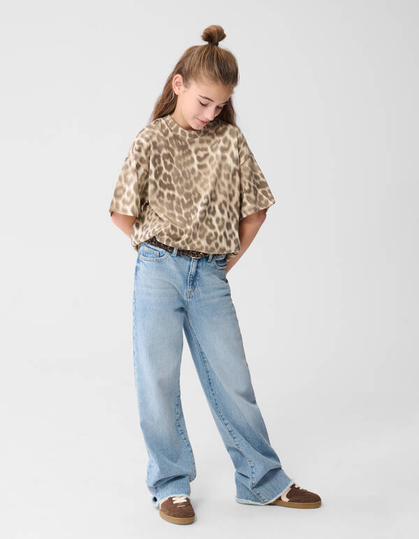 Oversized Leopard T-shirt Lichtbruin SHOEBY GIRLS