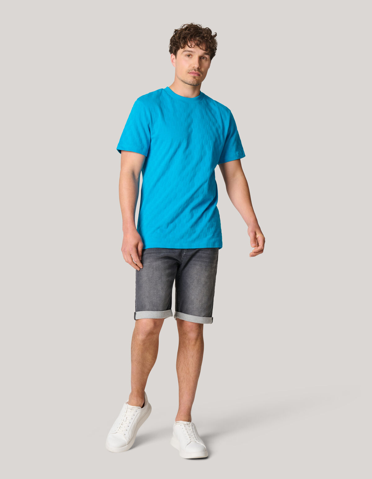 Block Structuur T-shirt Blauw SHOEBY MEN