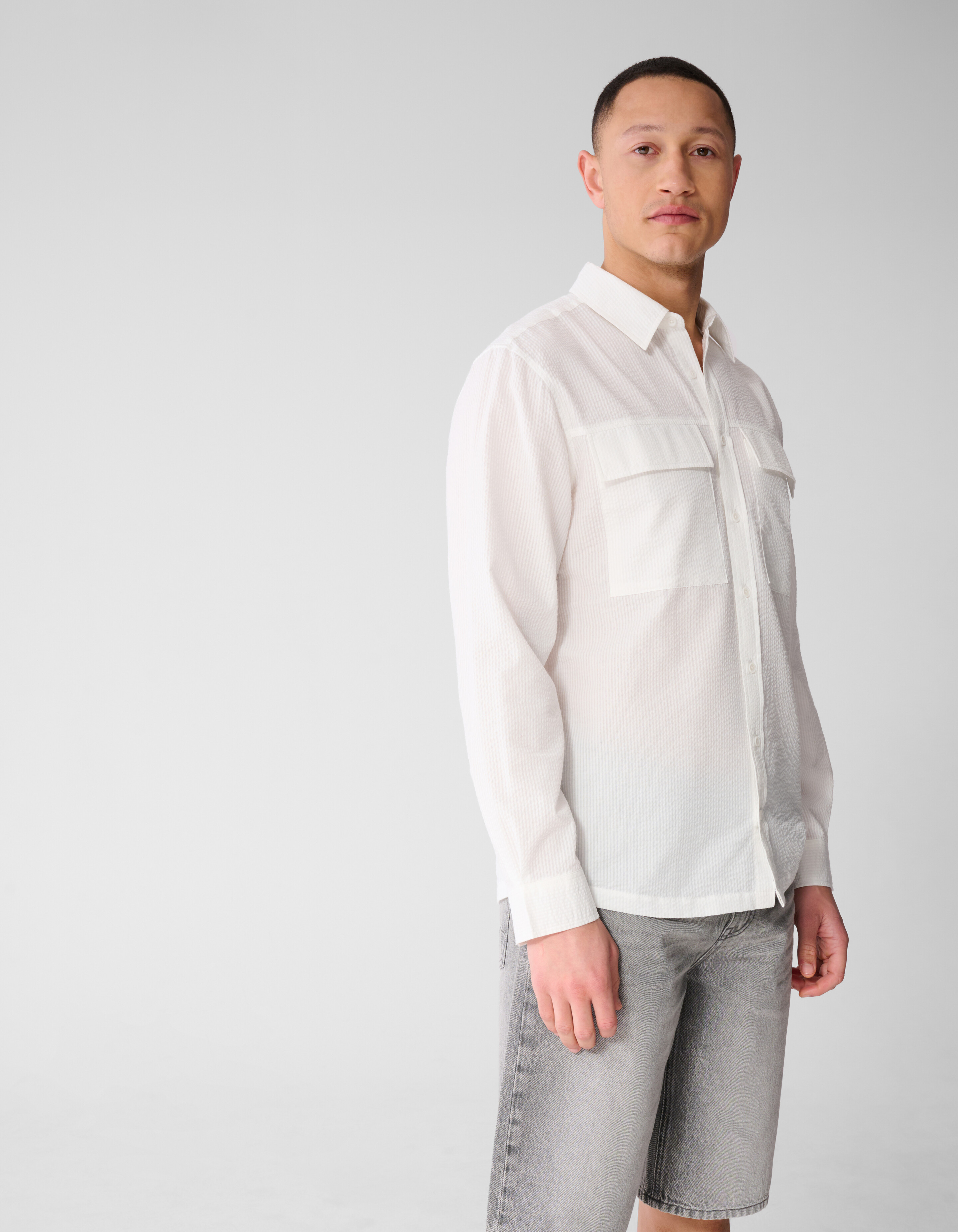 Seersucker Overhemd Wit SHOEBY MEN