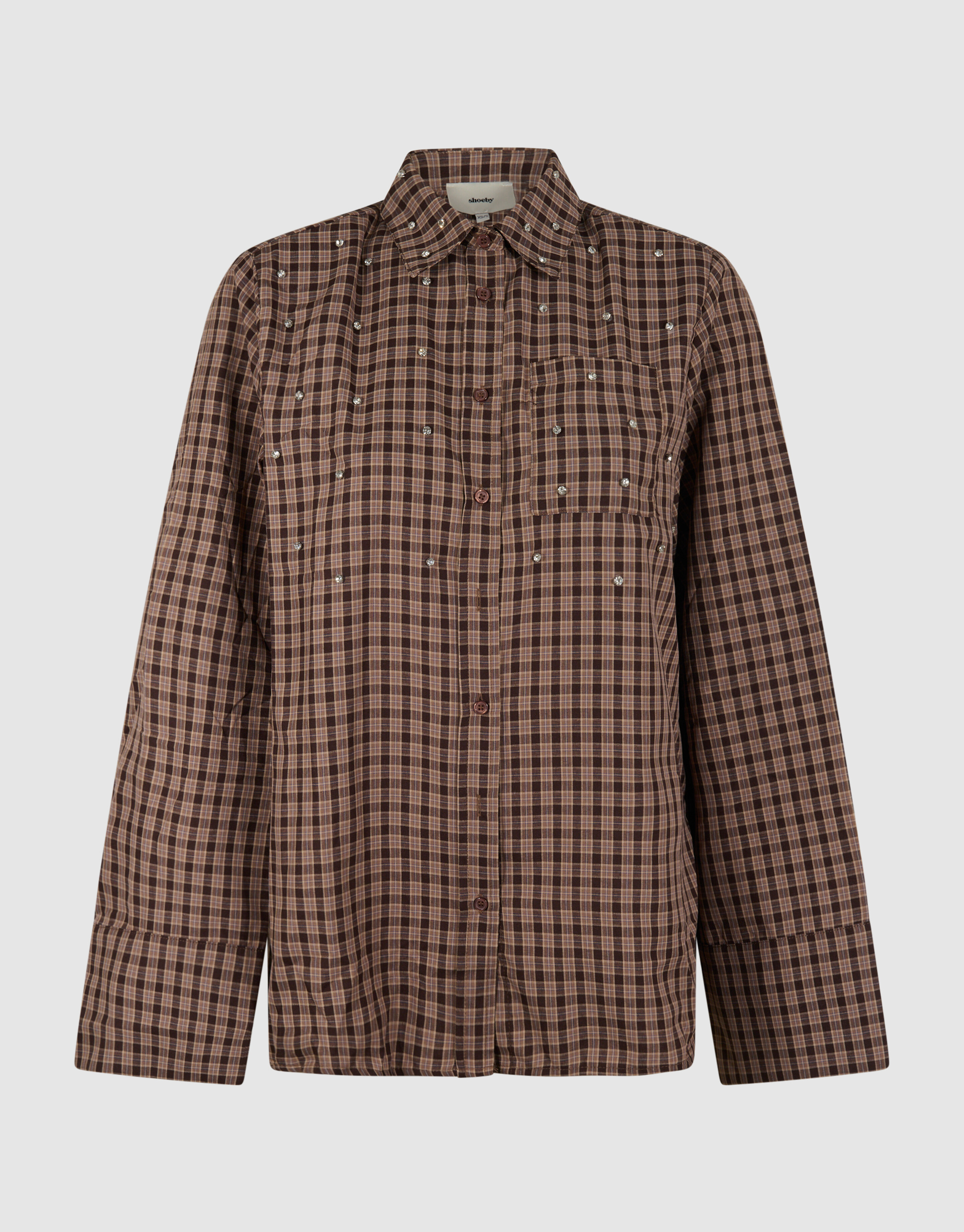 Ruiten Shoulder Strass Blouse Bruin SHOEBY WOMEN