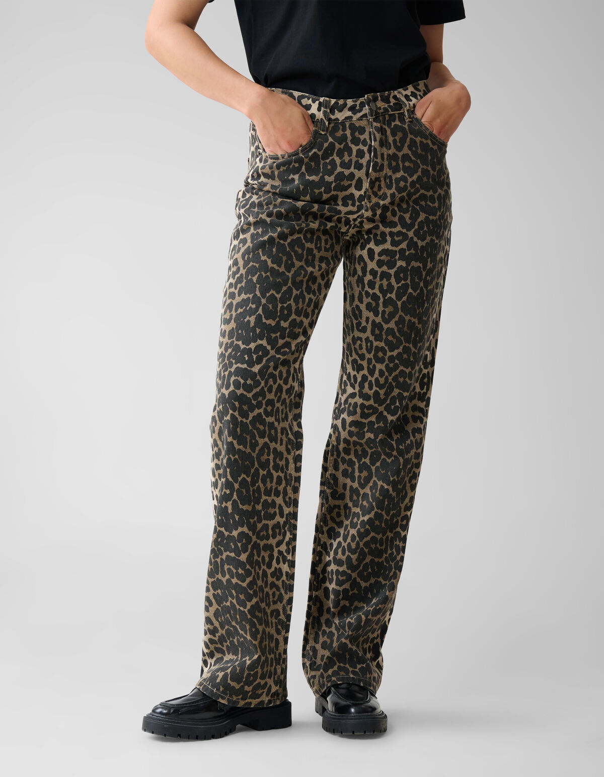 Leopard Straight Fit Jeans Bruin SHOEBY WOMEN
