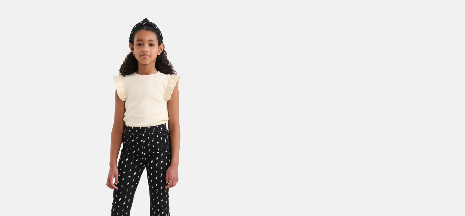 Ruffle Rib Top Gebroken Wit SHOEBY GIRLS
