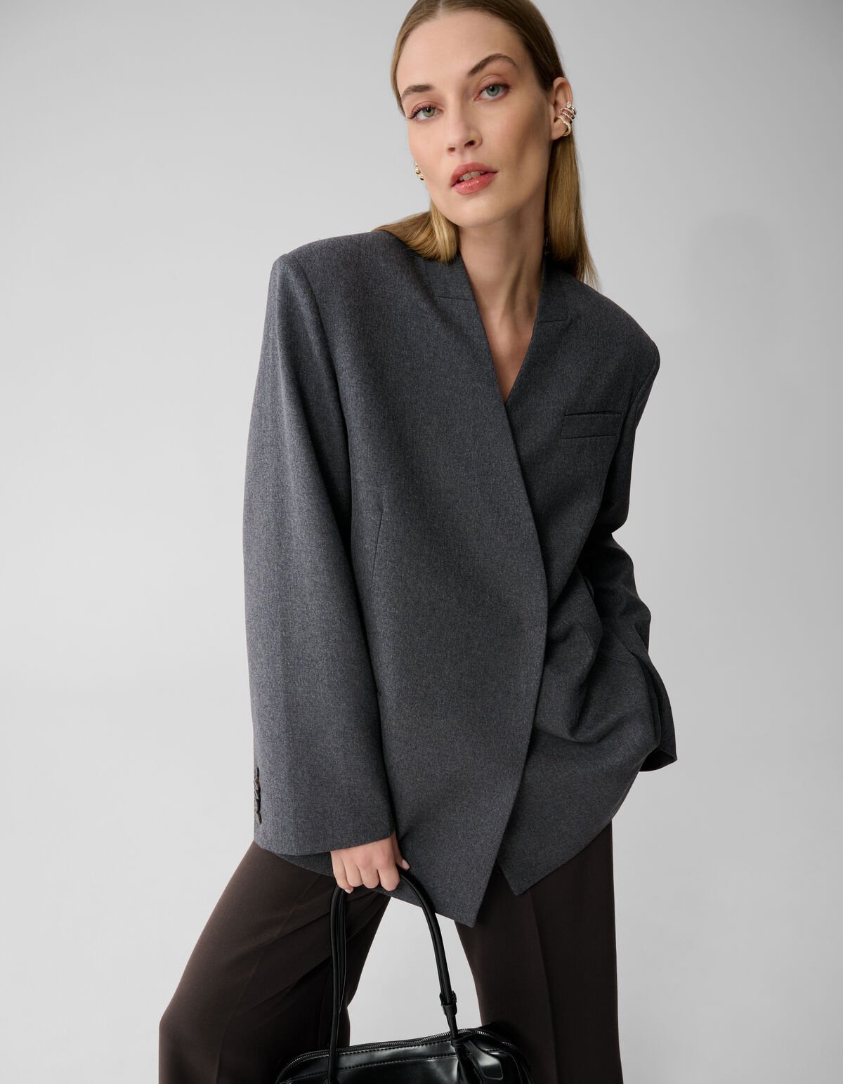 Oversized Wrap Blazer Donkergrijs By Lonneke SHOEBY WOMEN