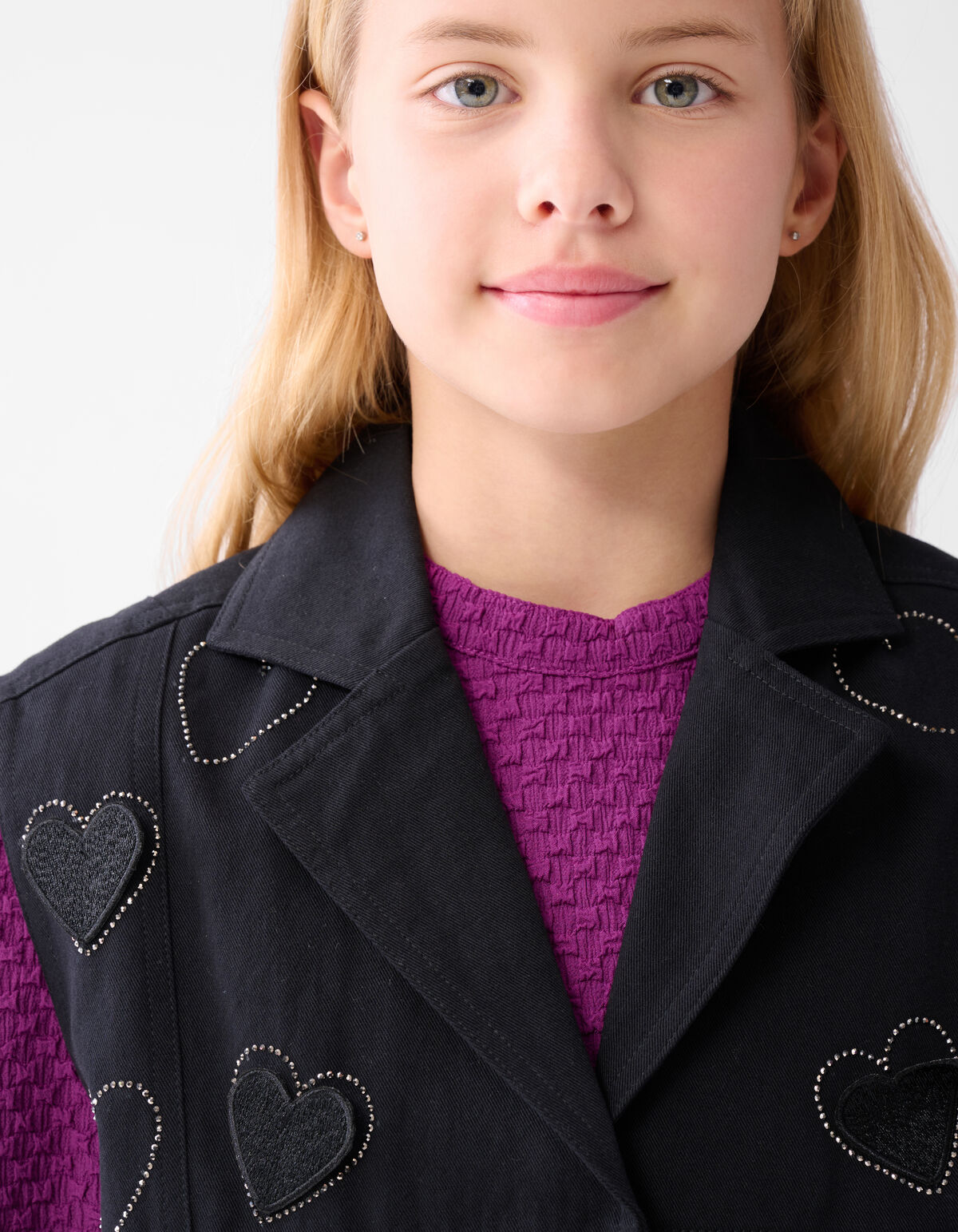 Strass Heart Gilet Zwart SHOEBY GIRLS