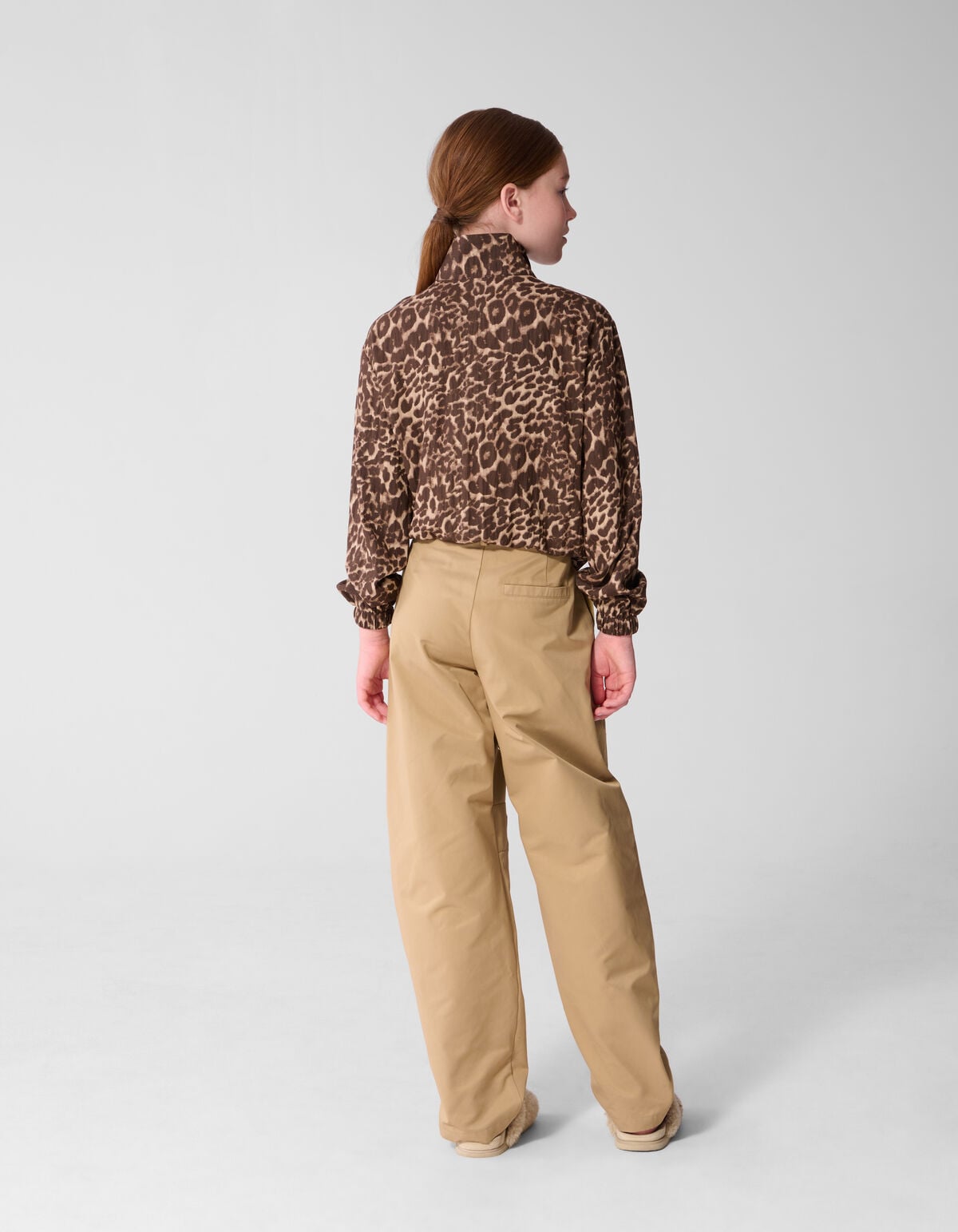 Leopard Funnel Neck Blouse Bruin SHOEBY GIRLS