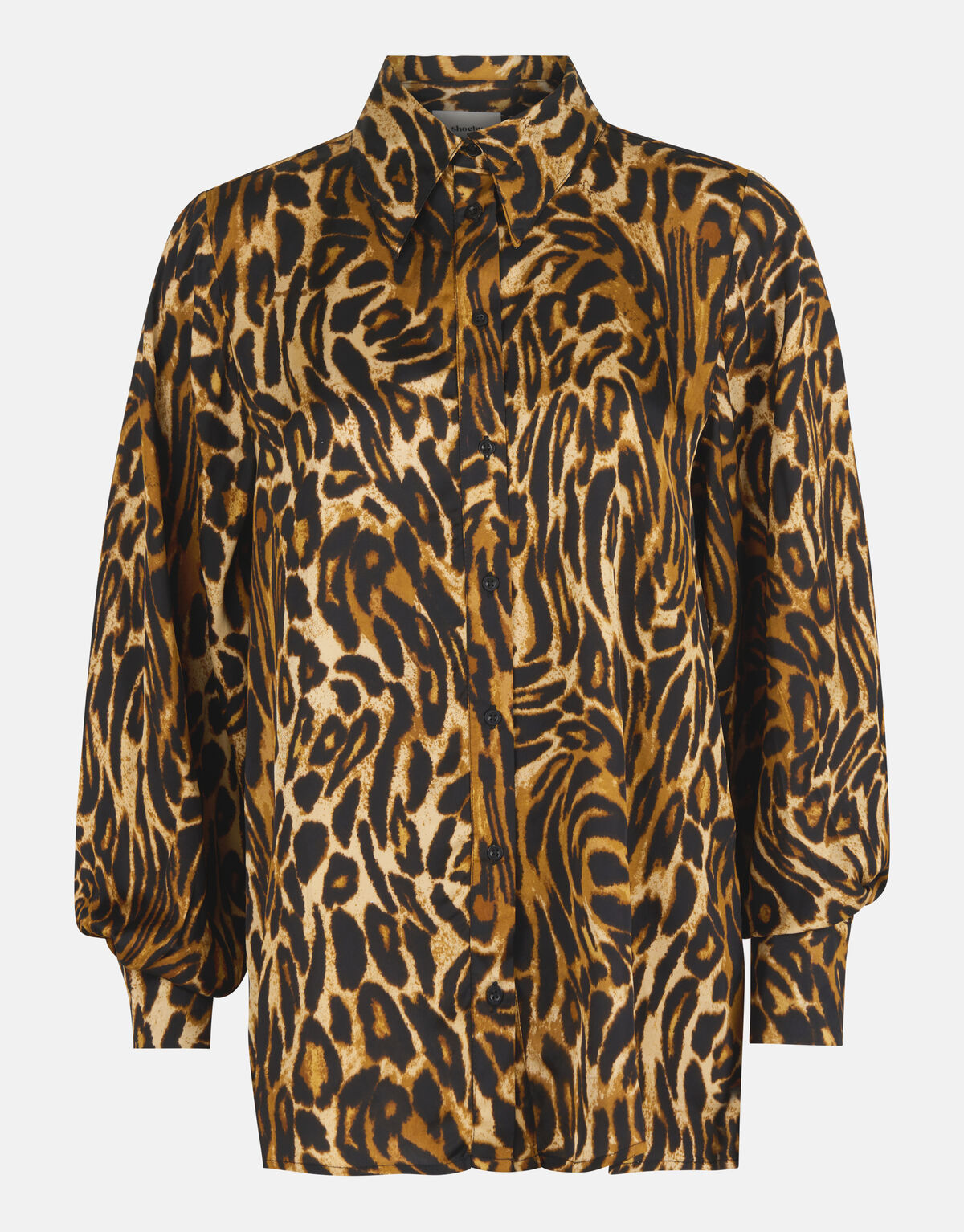 Satijnen Leopard Print Blouse Bruin SHOEBY WOMEN