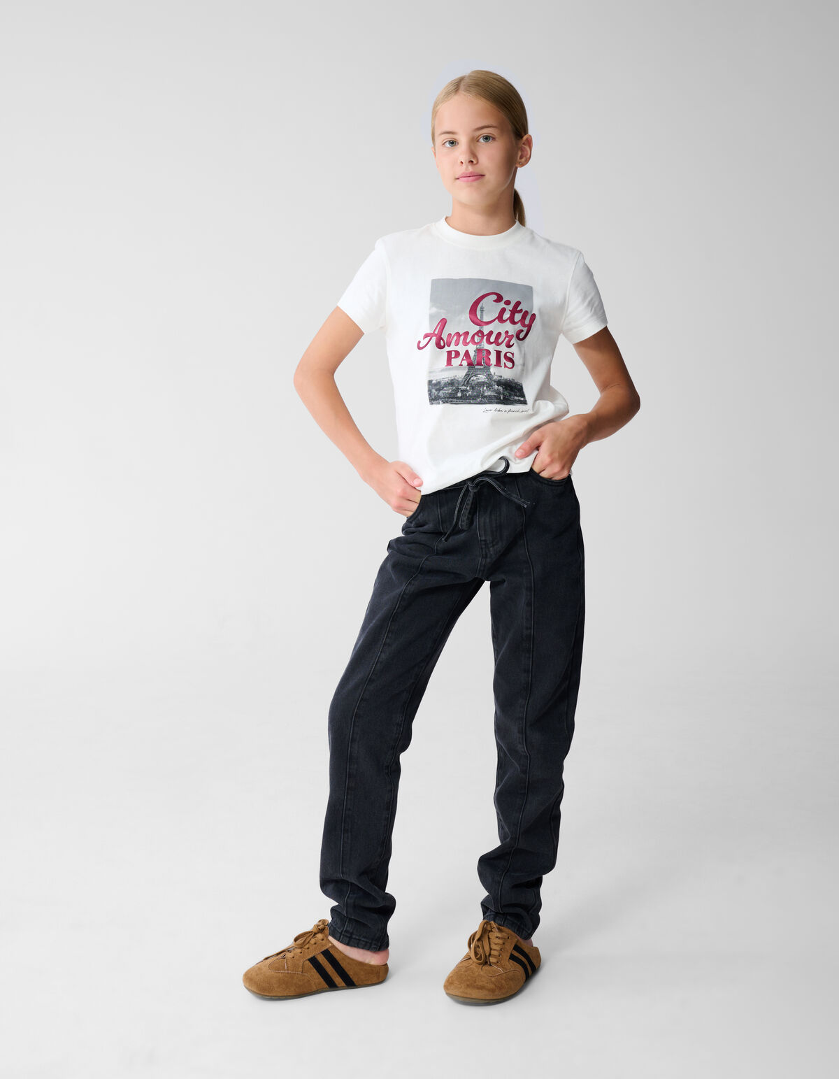 Paris Shiny Artwork T-shirt Gebroken Wit SHOEBY GIRLS