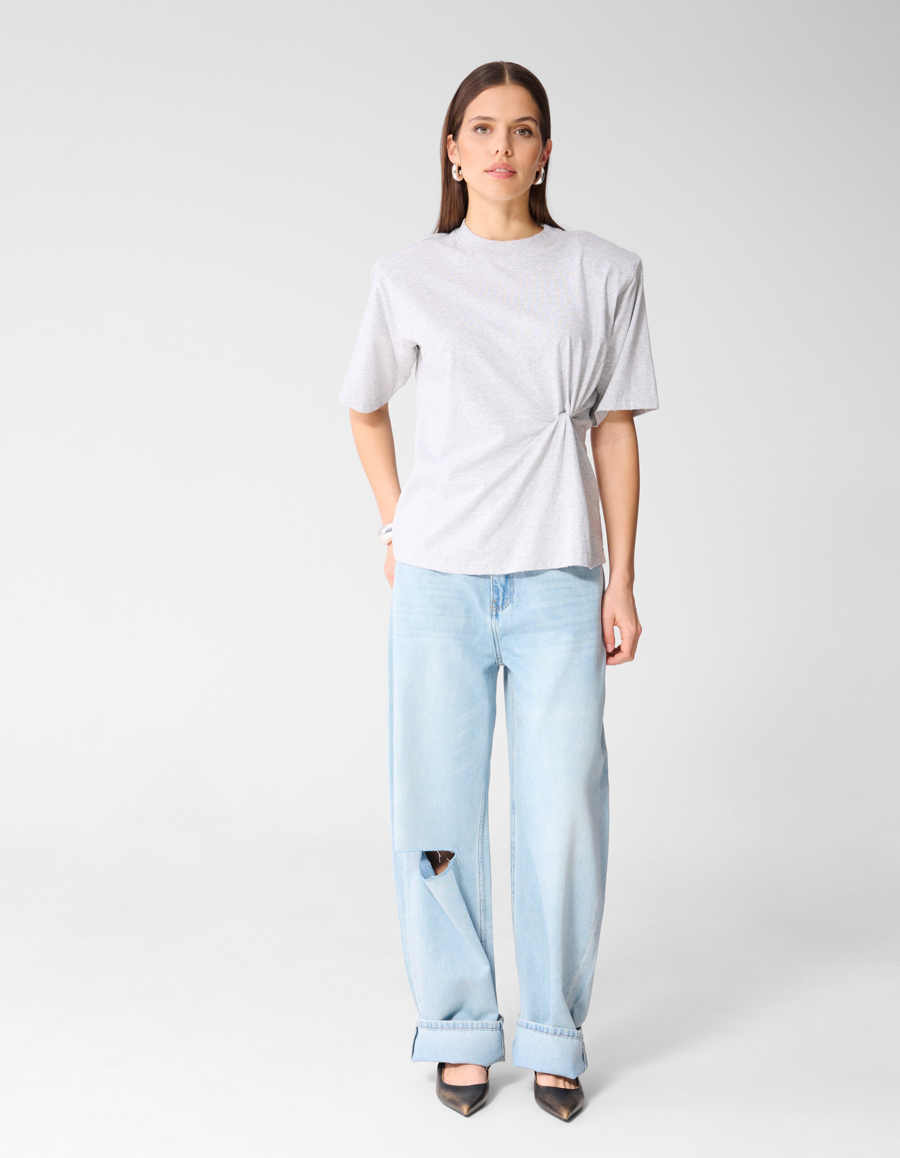 Oversized Knot T-shirt Lichtgrijs By Monica SHOEBY WOMEN