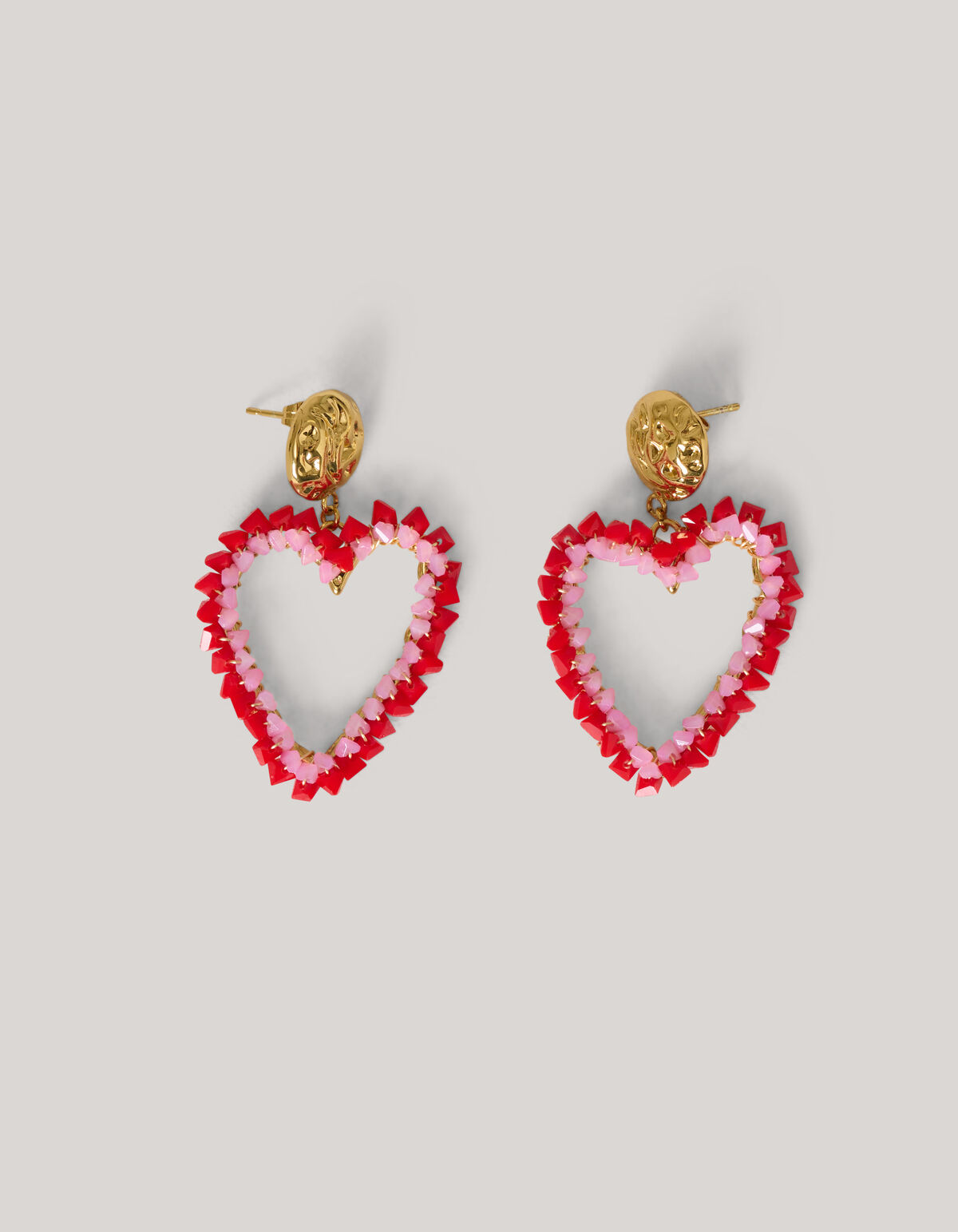 Beaded Heart Oorbellen Rood SHOEBY ACCESSOIRES