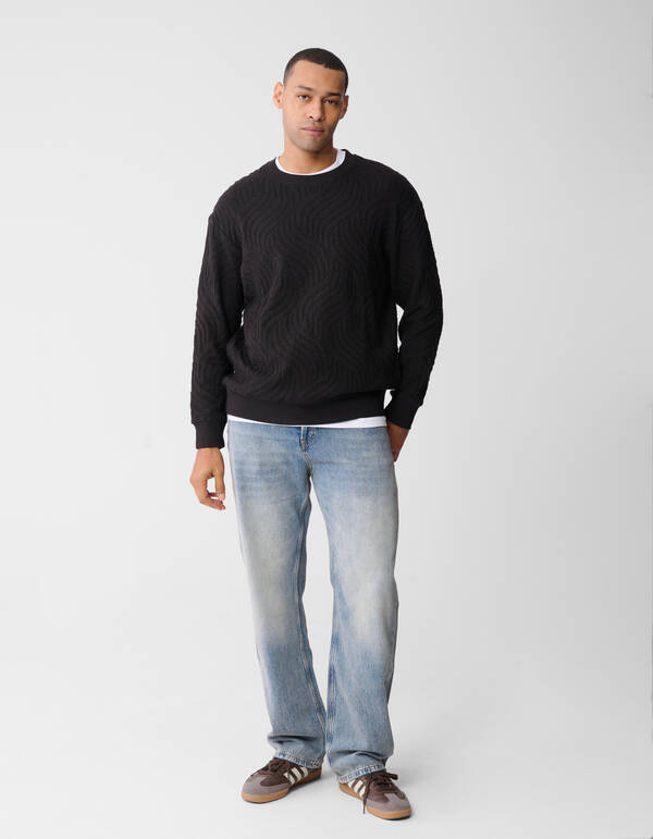 Wave Structuur Sweater Donkerbruin SHOEBY MEN