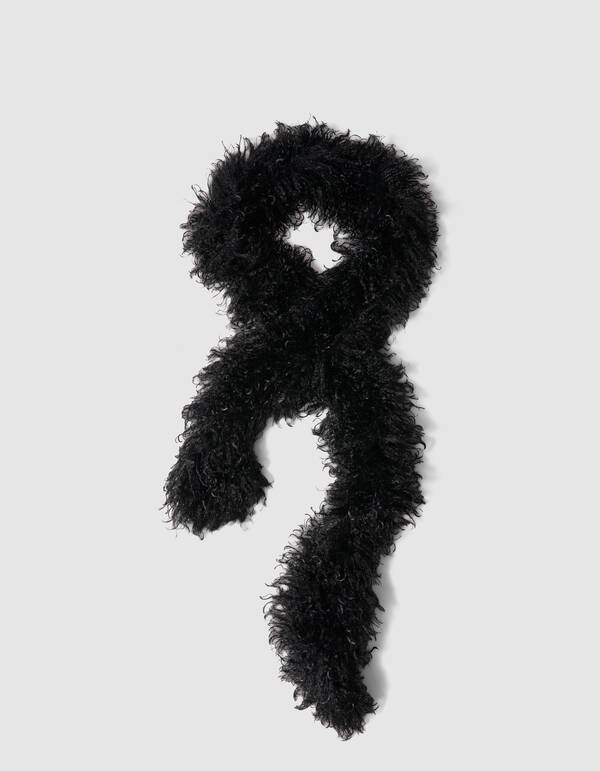 Hairy Faux Fur Sjaal Zwart SHOEBY ACCESSOIRES