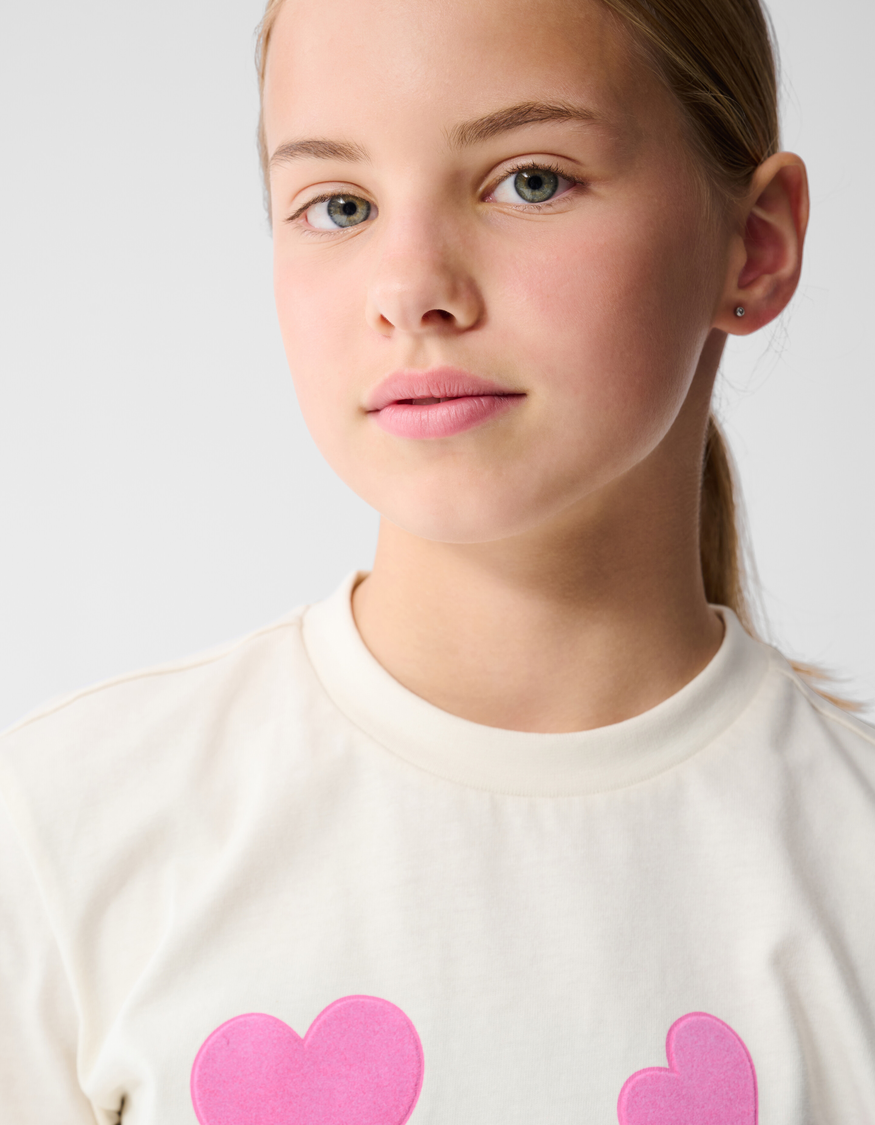 Heart Artwork T-shirt Gebroken Wit SHOEBY GIRLS