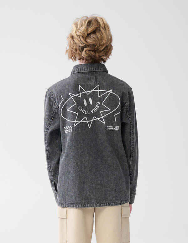 Denim Washed Overshirt Donkergrijs SHOEBY BOYS