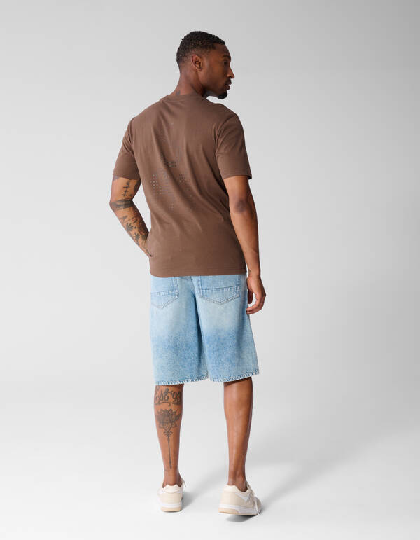 Dotted Artwork T-shirt Donkerbruin SHOEBY MEN